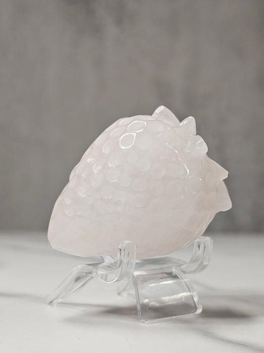 Rose Quartz Strawberry Carving