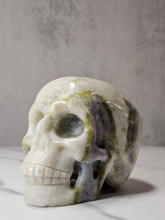 White Jade Skull Carving