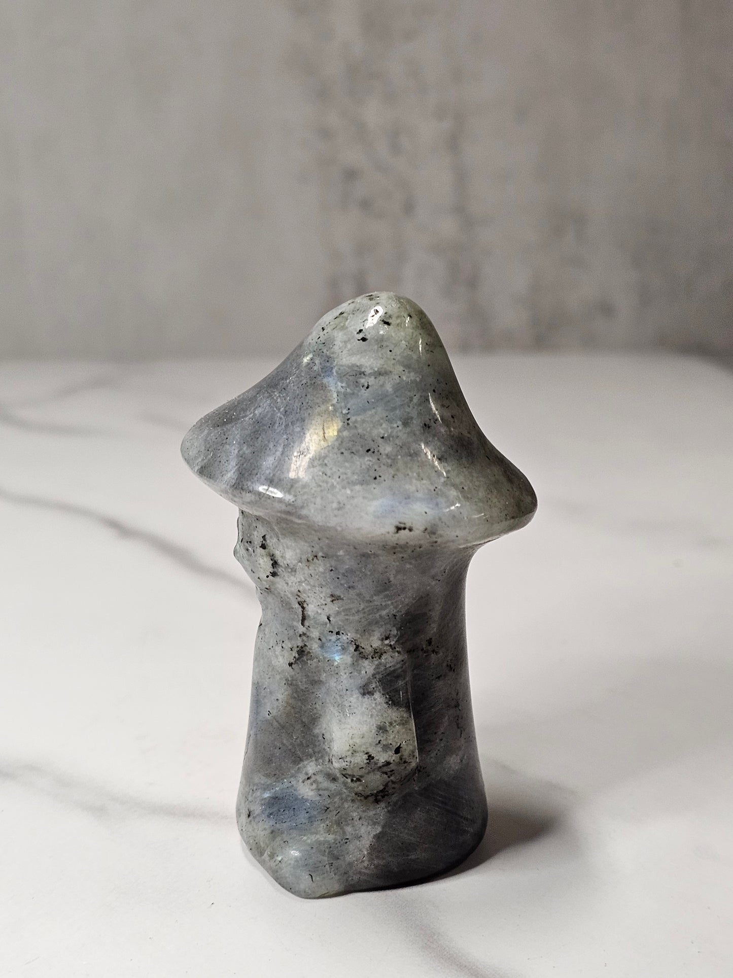 Labradorite Mushroom Gnome Person Carving