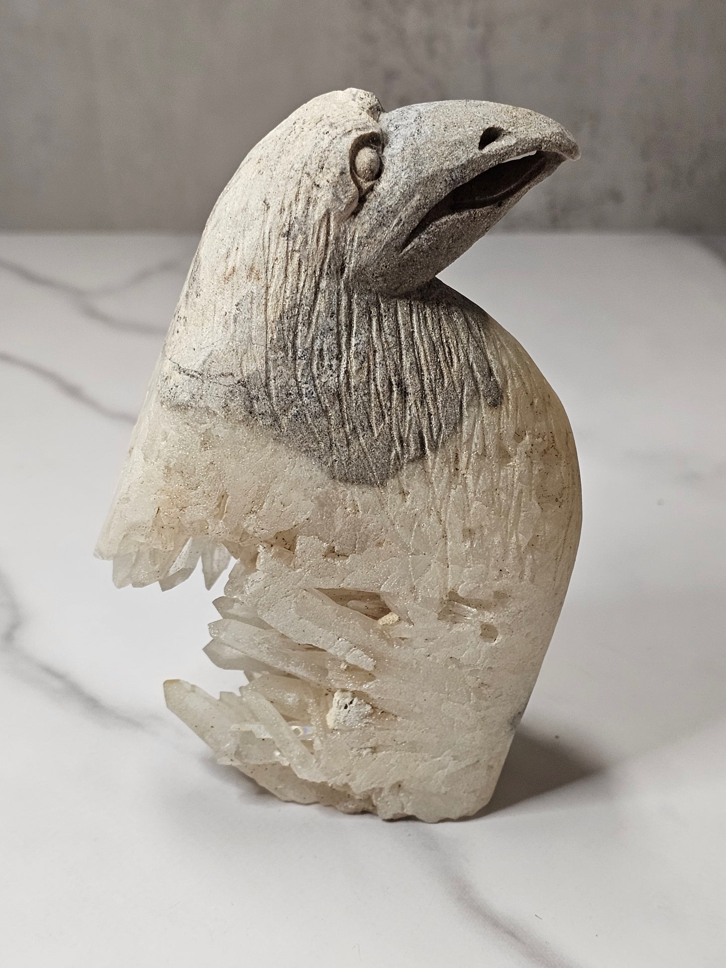 Quartz Cluster Bird Carving