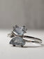 Rainbow Fluorite Butterfly White Bronze Ring