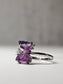 Rainbow Fluorite Butterfly White Bronze Ring