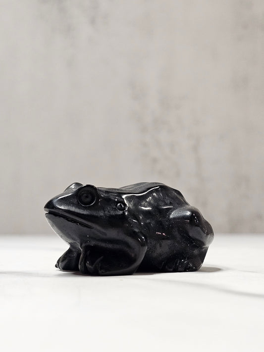 Obsidian Frog Carving