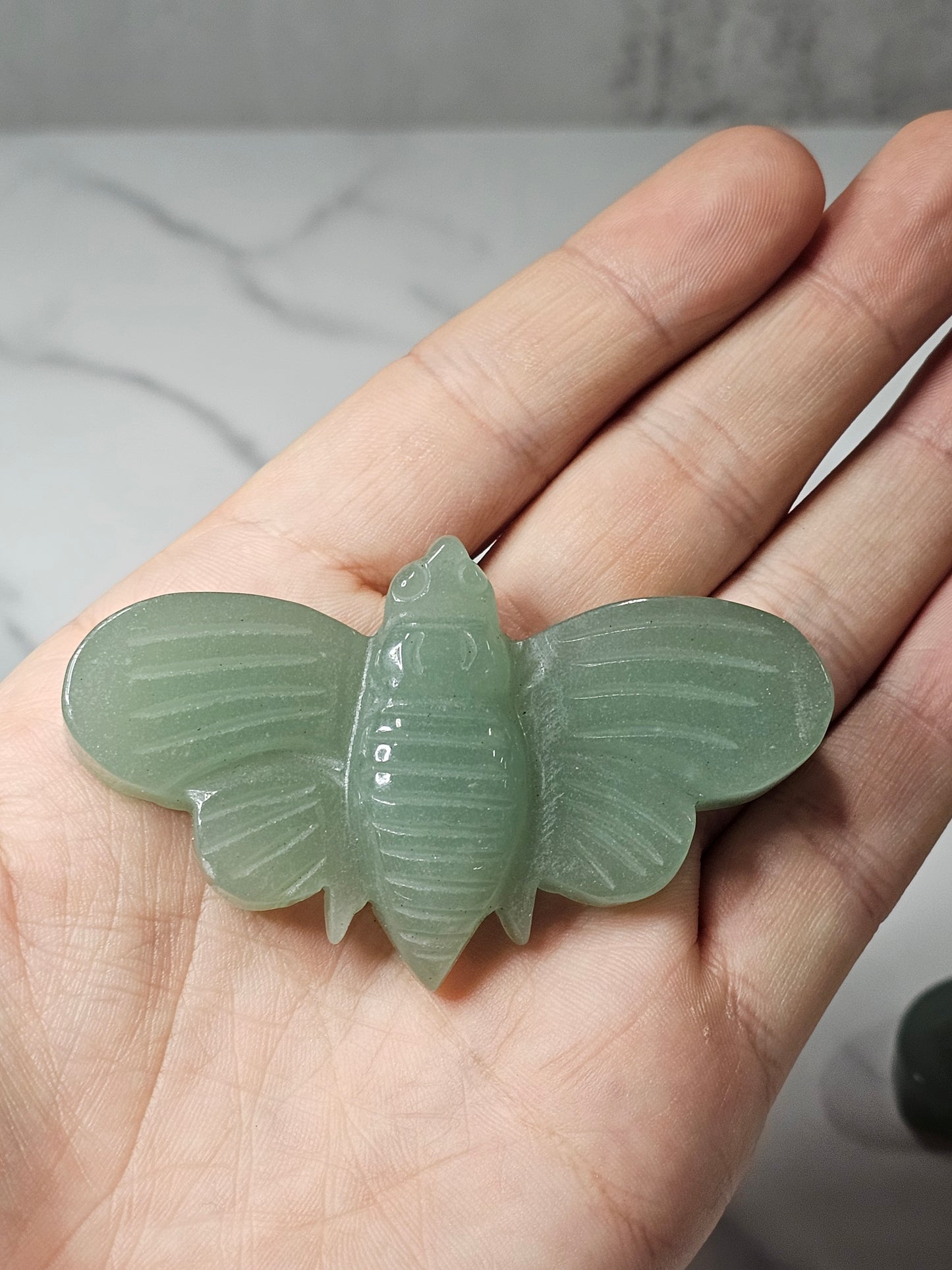 Green Aventurine Moth Carving