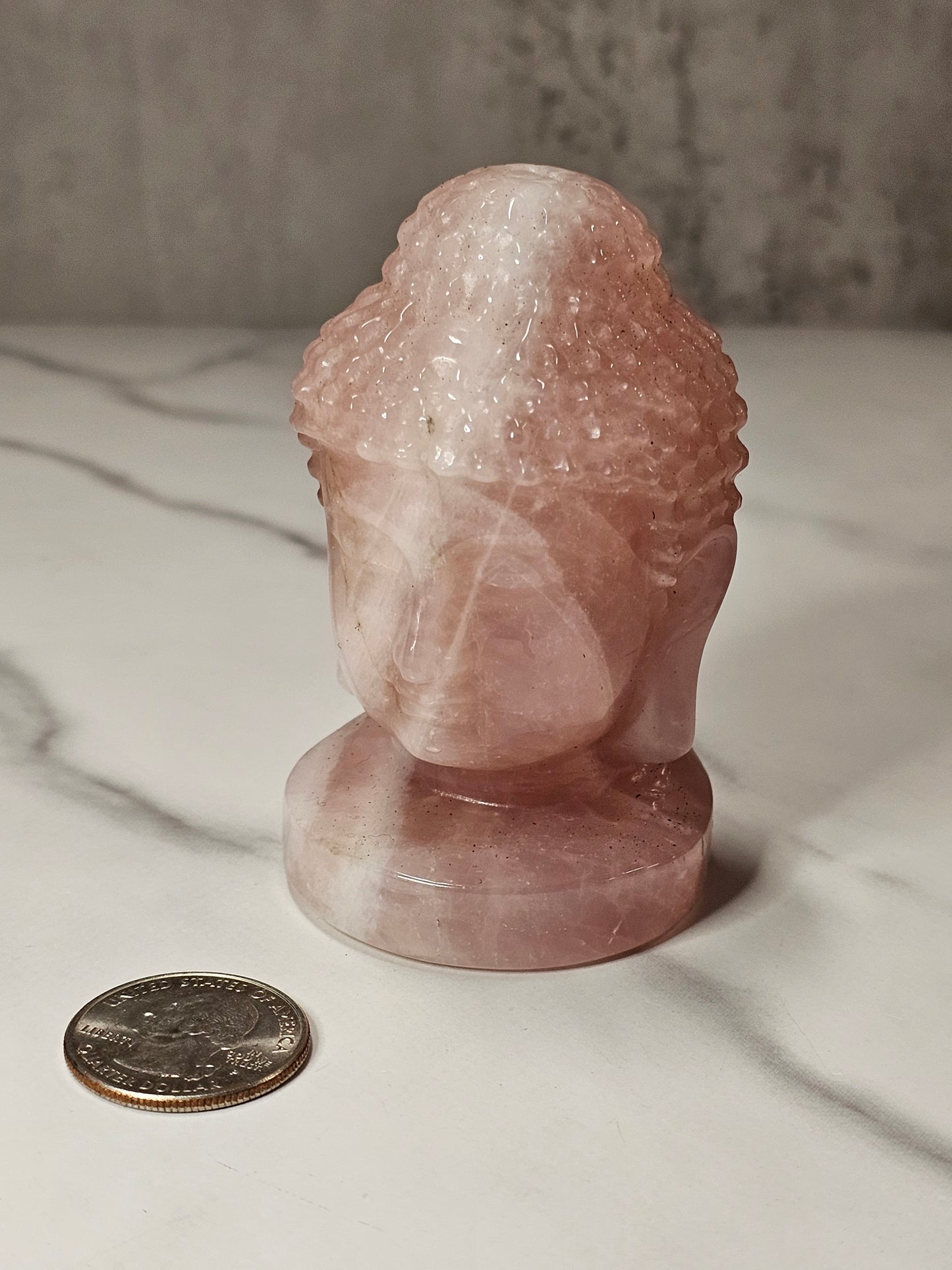 Rose Quartz Guan Yin Carving