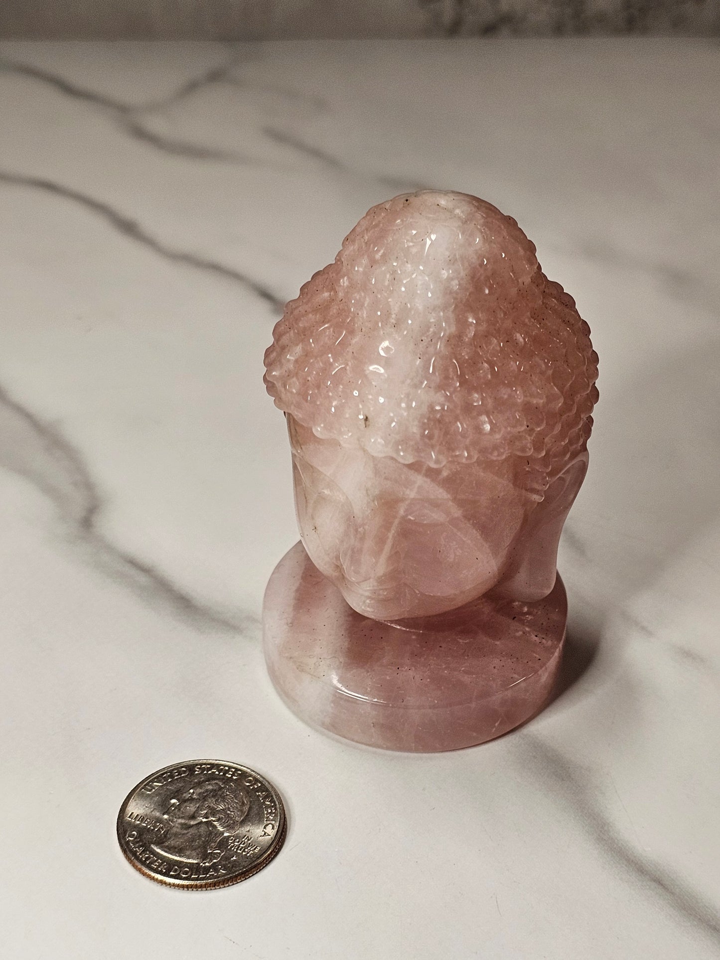 Rose Quartz Guan Yin Carving