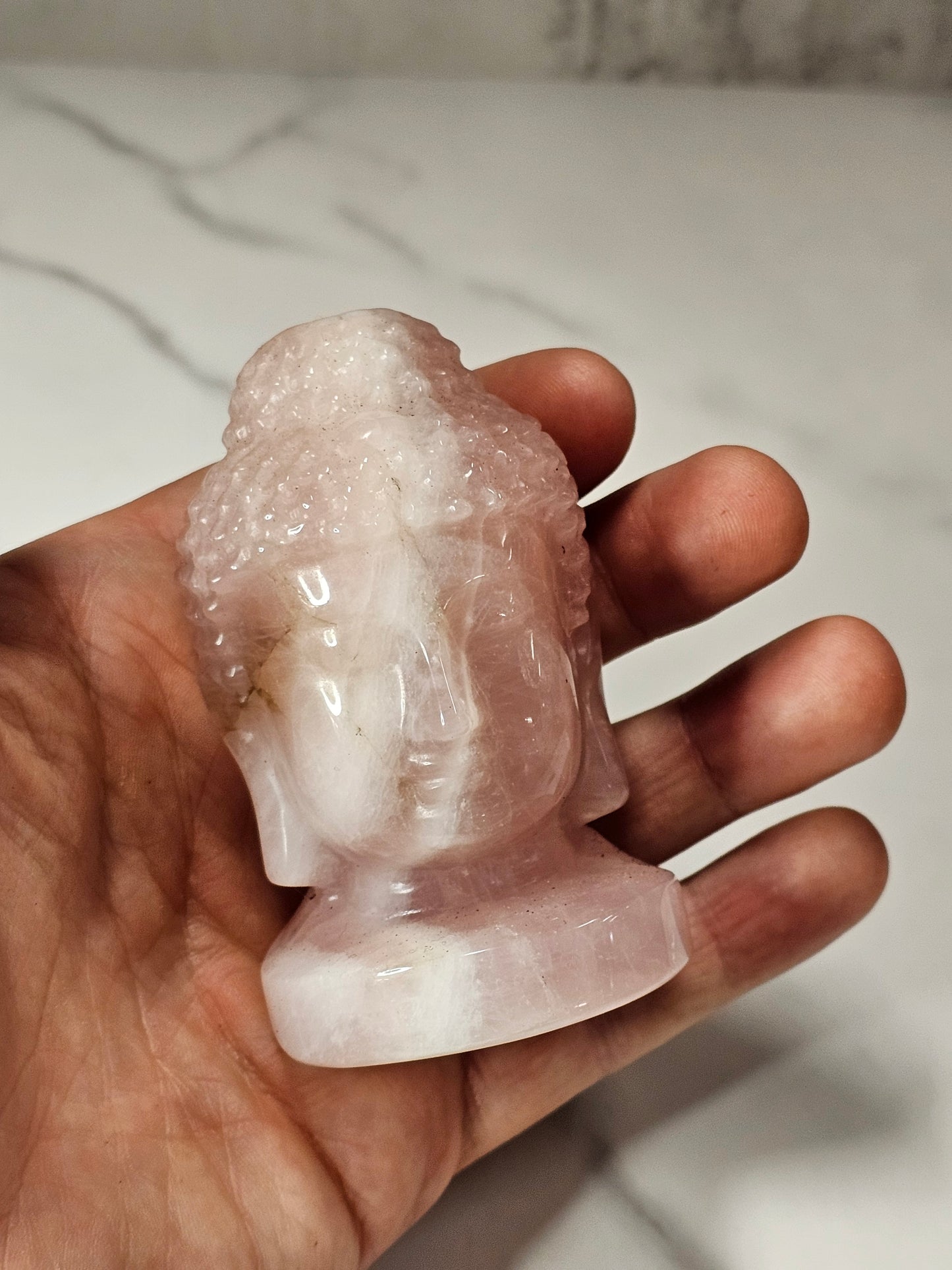 Rose Quartz Guan Yin Carving