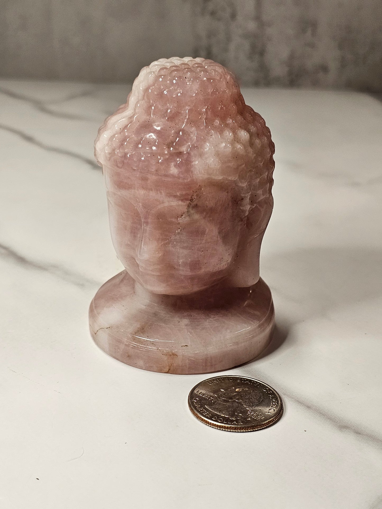 Rose Quartz Guan Yin Carving