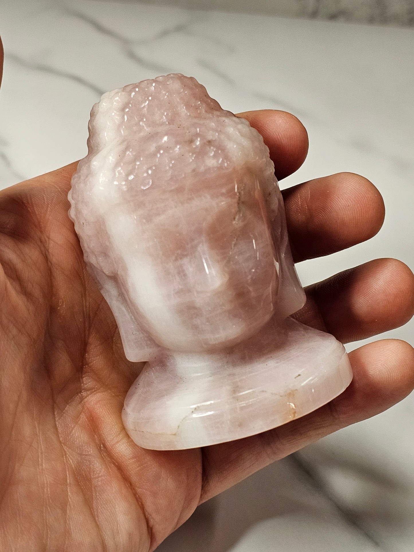 Rose Quartz Guan Yin Carving