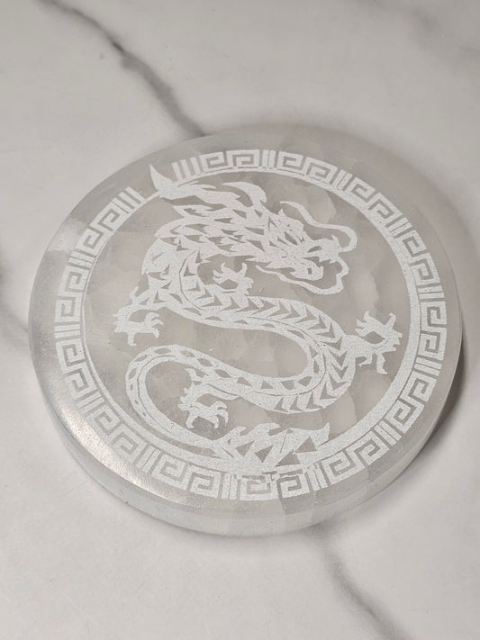 Selenite Charging Plate - Dragon Design