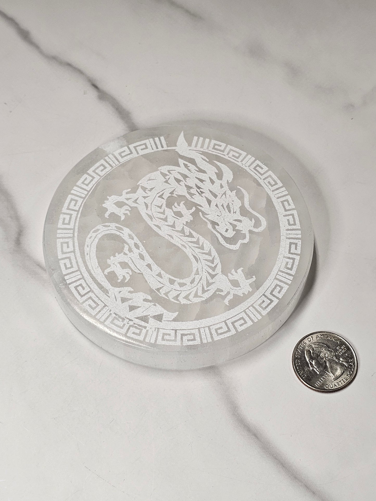 Selenite Charging Plate - Dragon Design