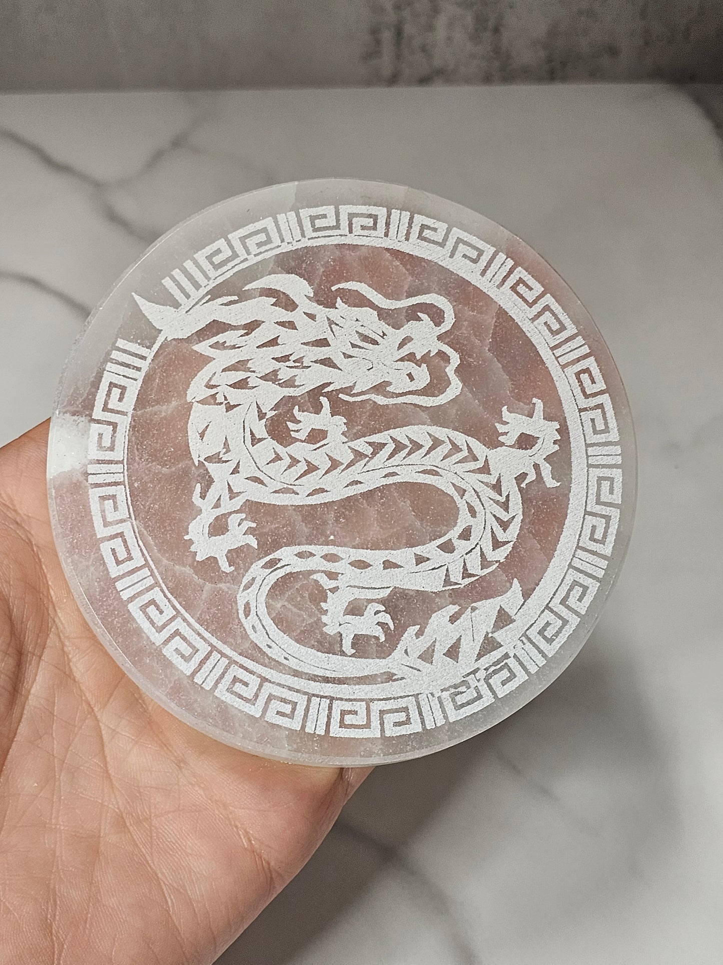 Selenite Charging Plate - Dragon Design