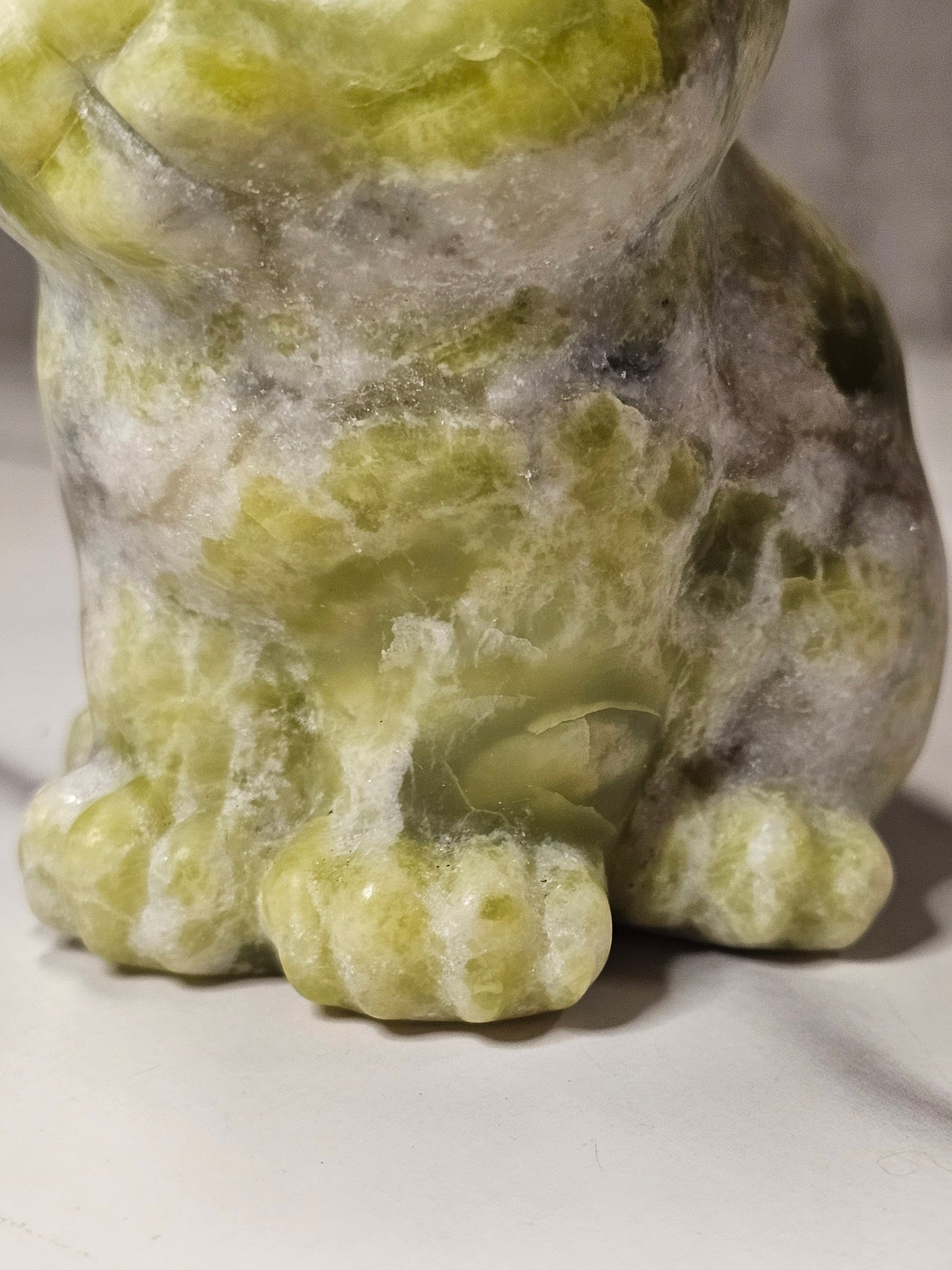 White Jade Sitting Cat Carving - Large