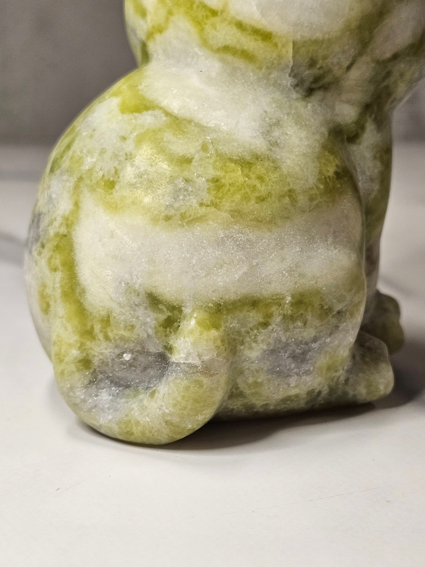 White Jade Sitting Cat Carving - Large