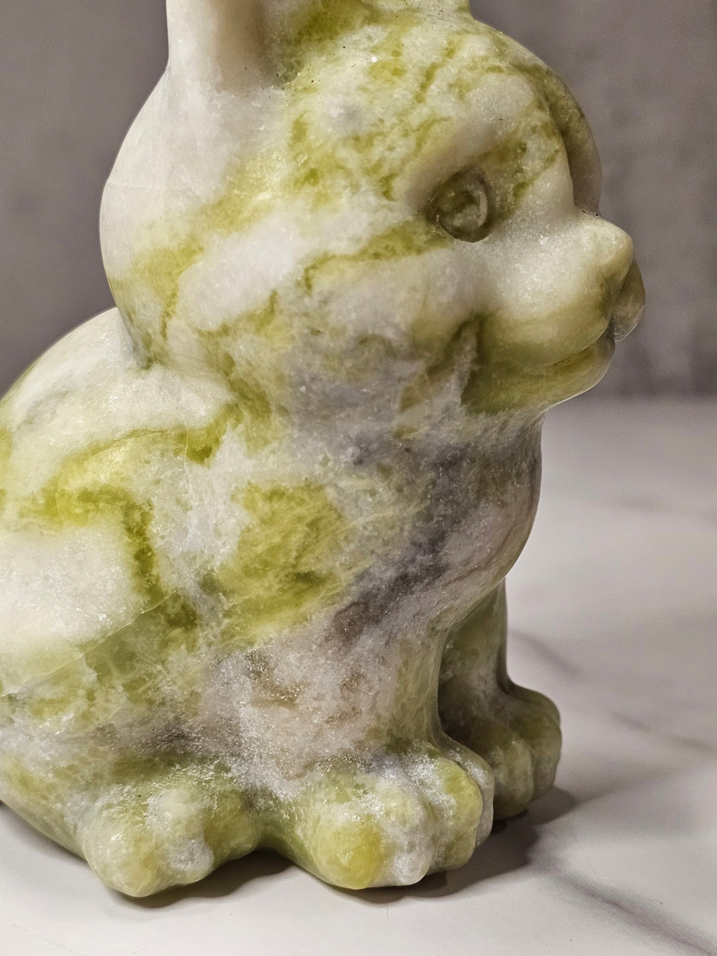 White Jade Sitting Cat Carving - Large