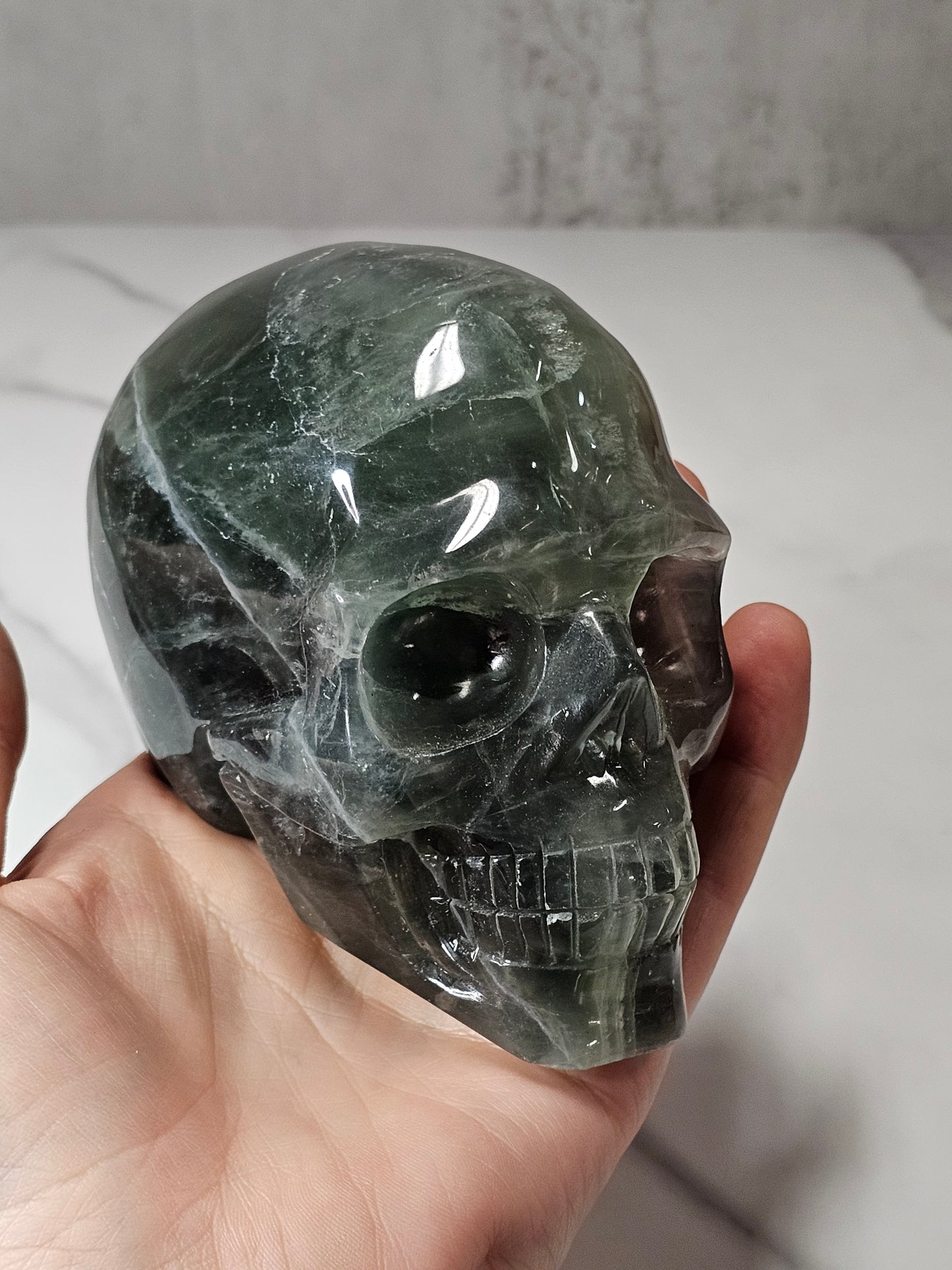 Fluorite Skull Carving