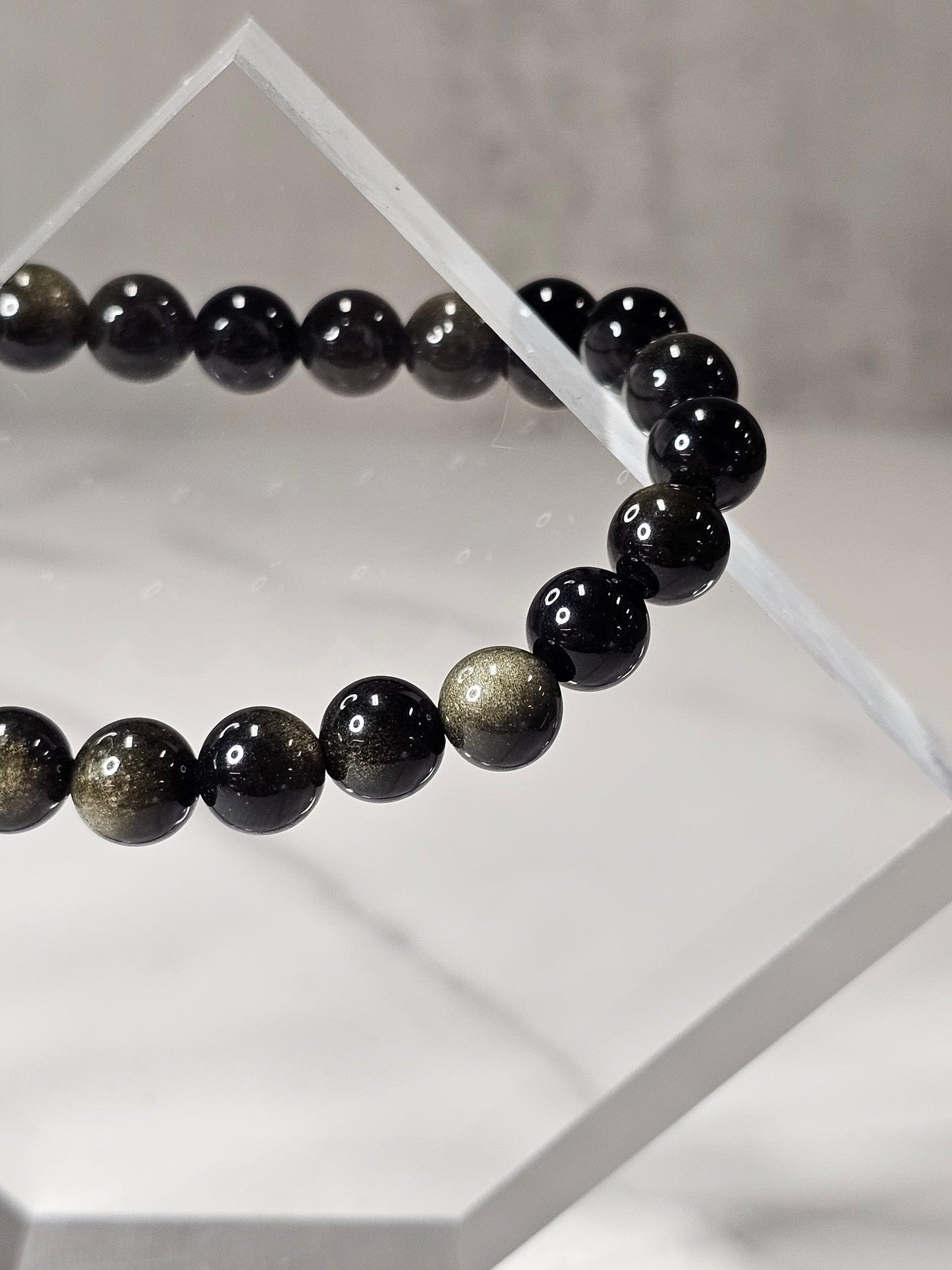 Golden Sheen Obsidian Stretchy Bracelet