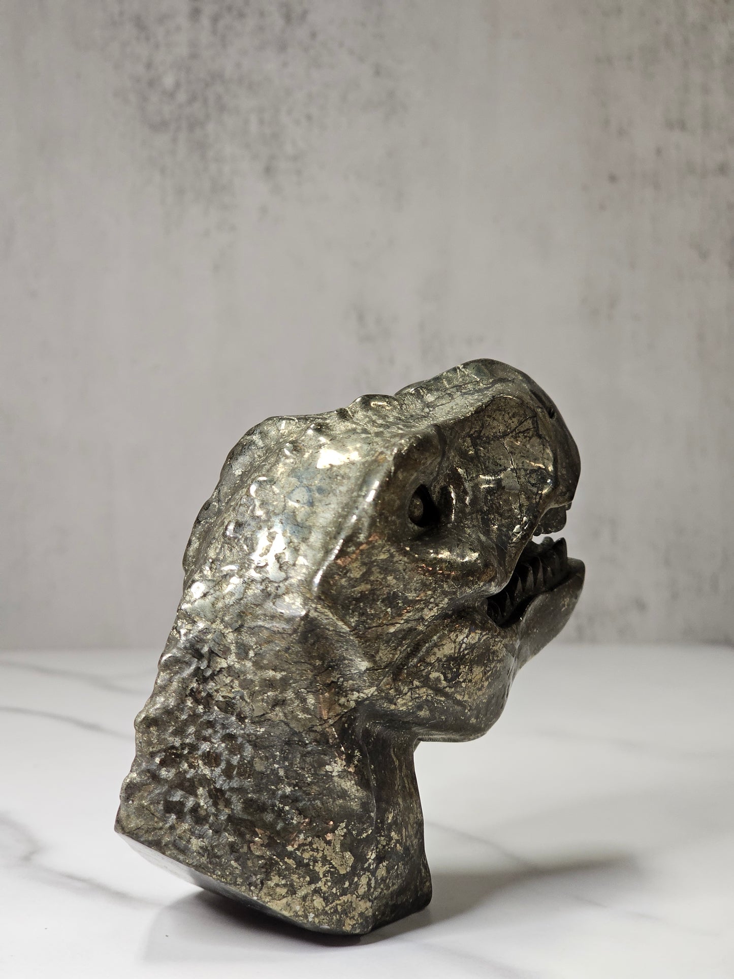 Pyrite Dinosaur Head Carving