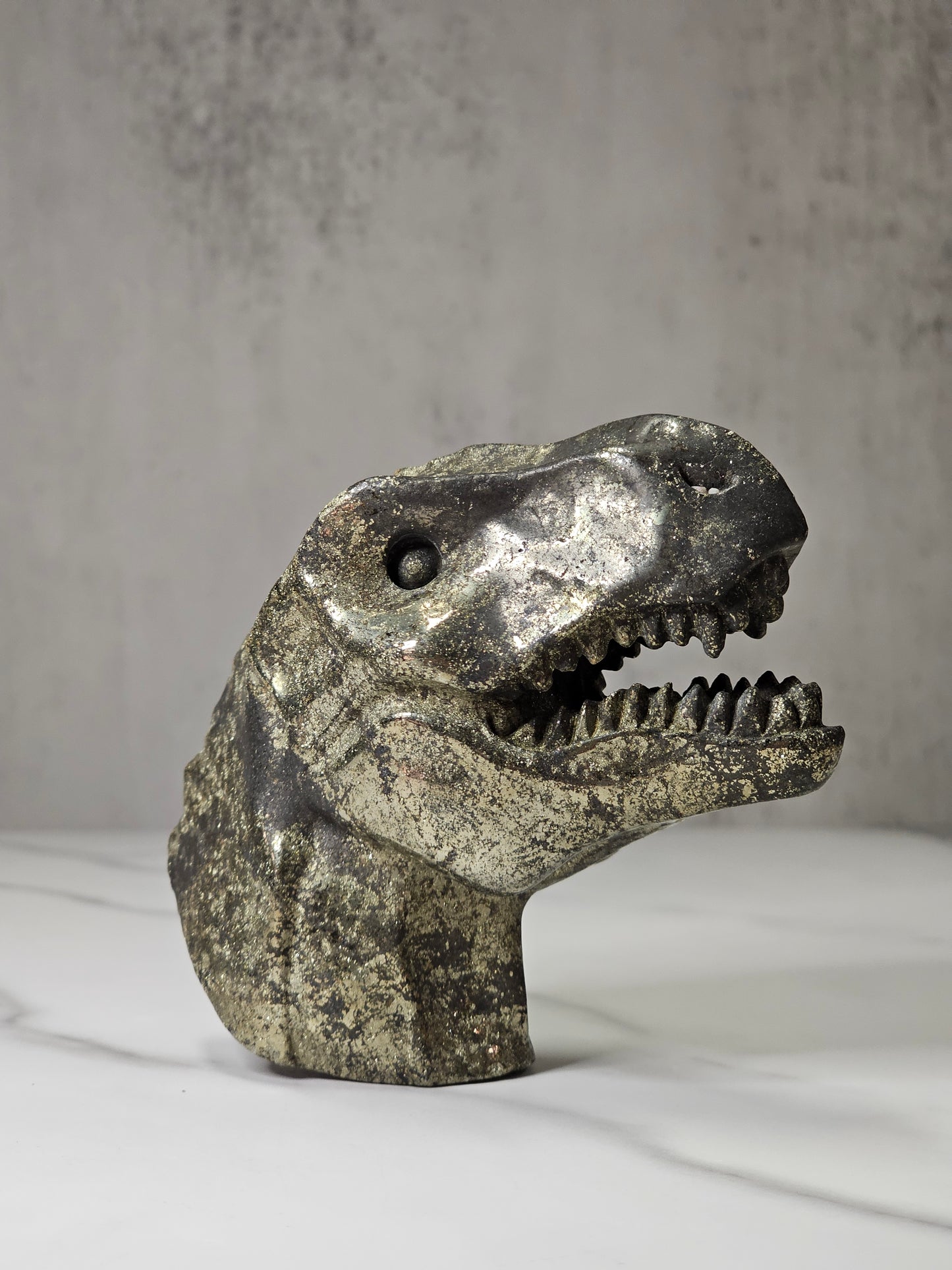 Pyrite Dinosaur Head Carving