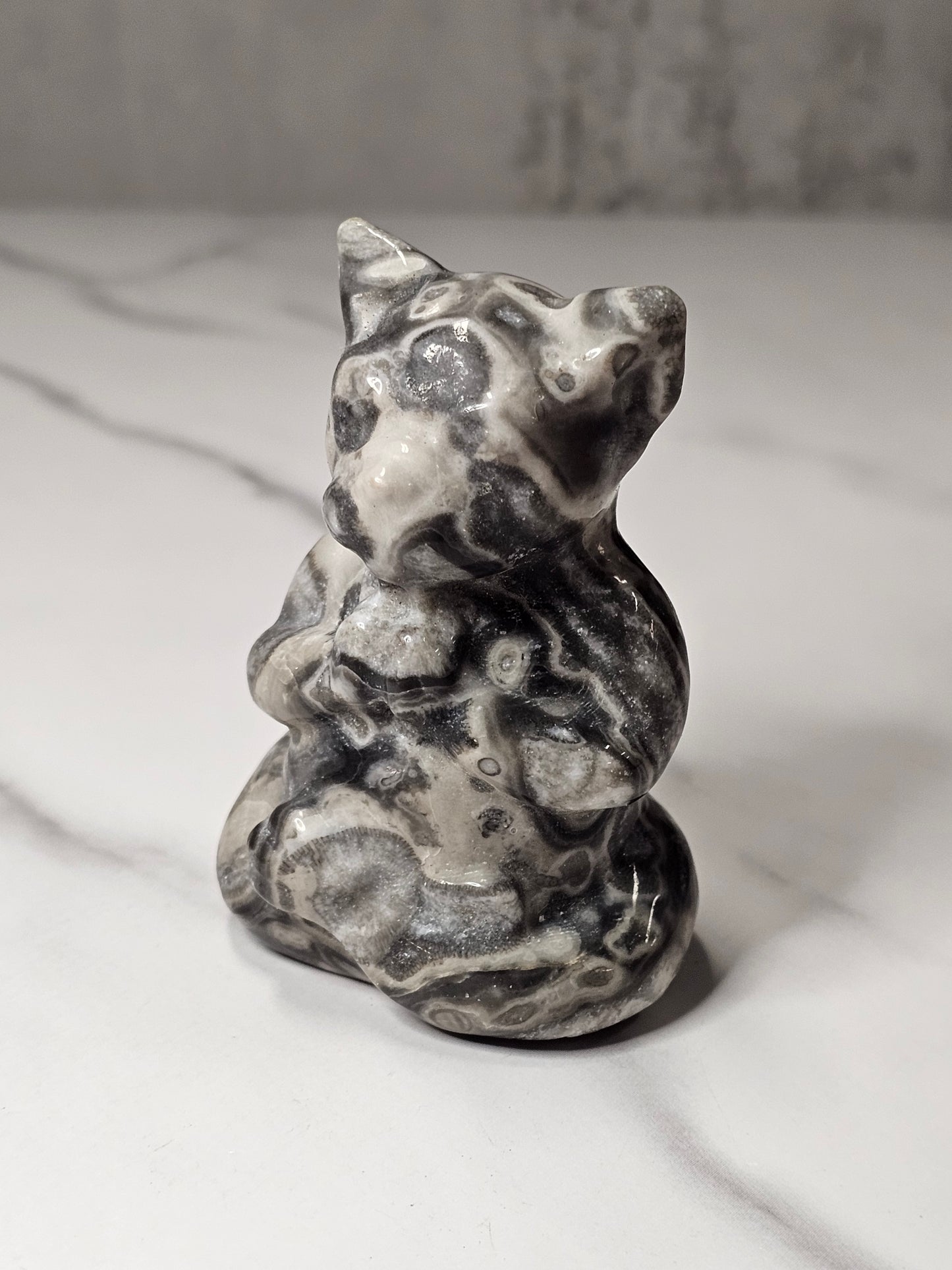 Picasso Jasper Meditating Yoga Dog Carving