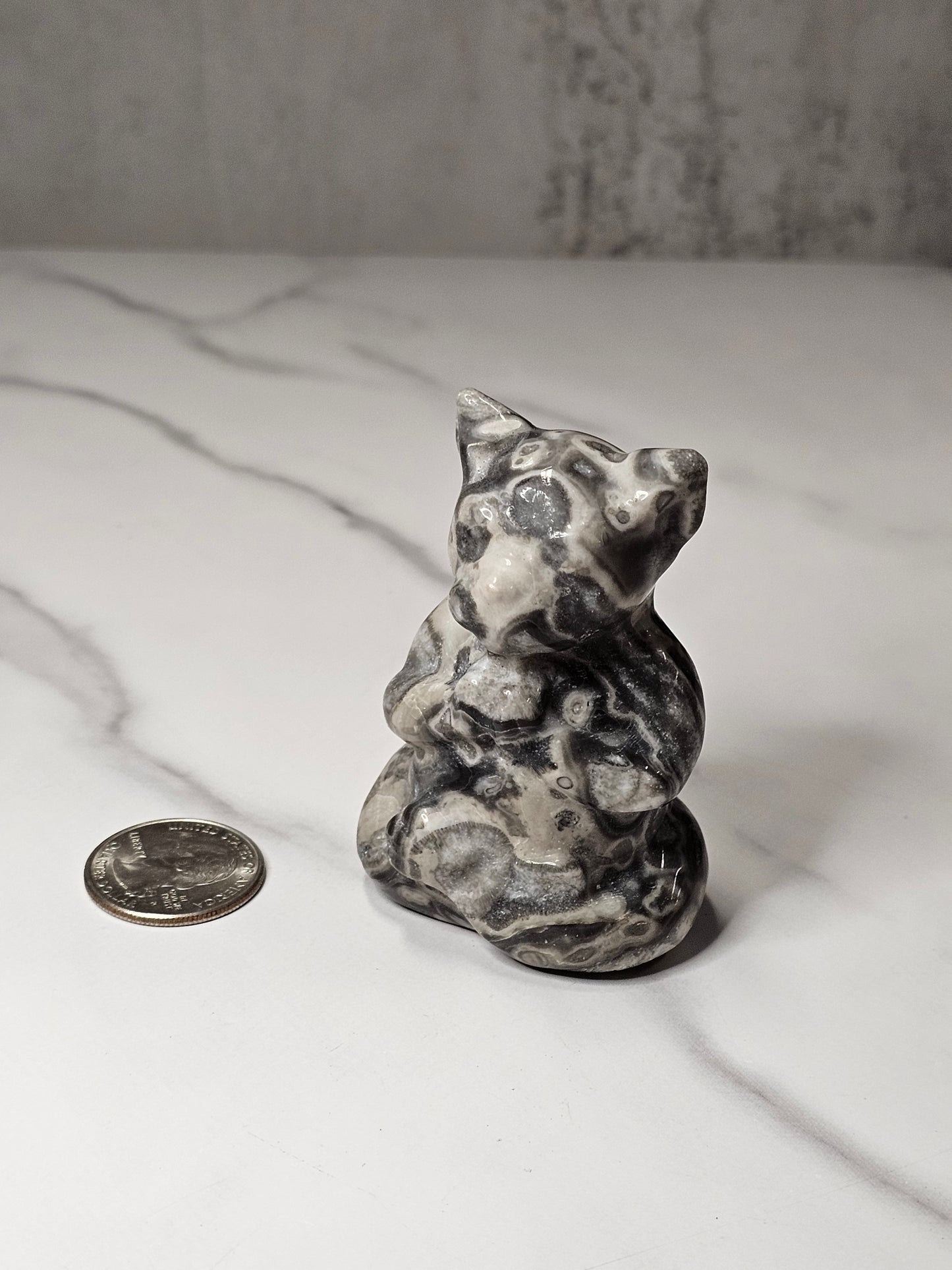 Picasso Jasper Meditating Yoga Dog Carving