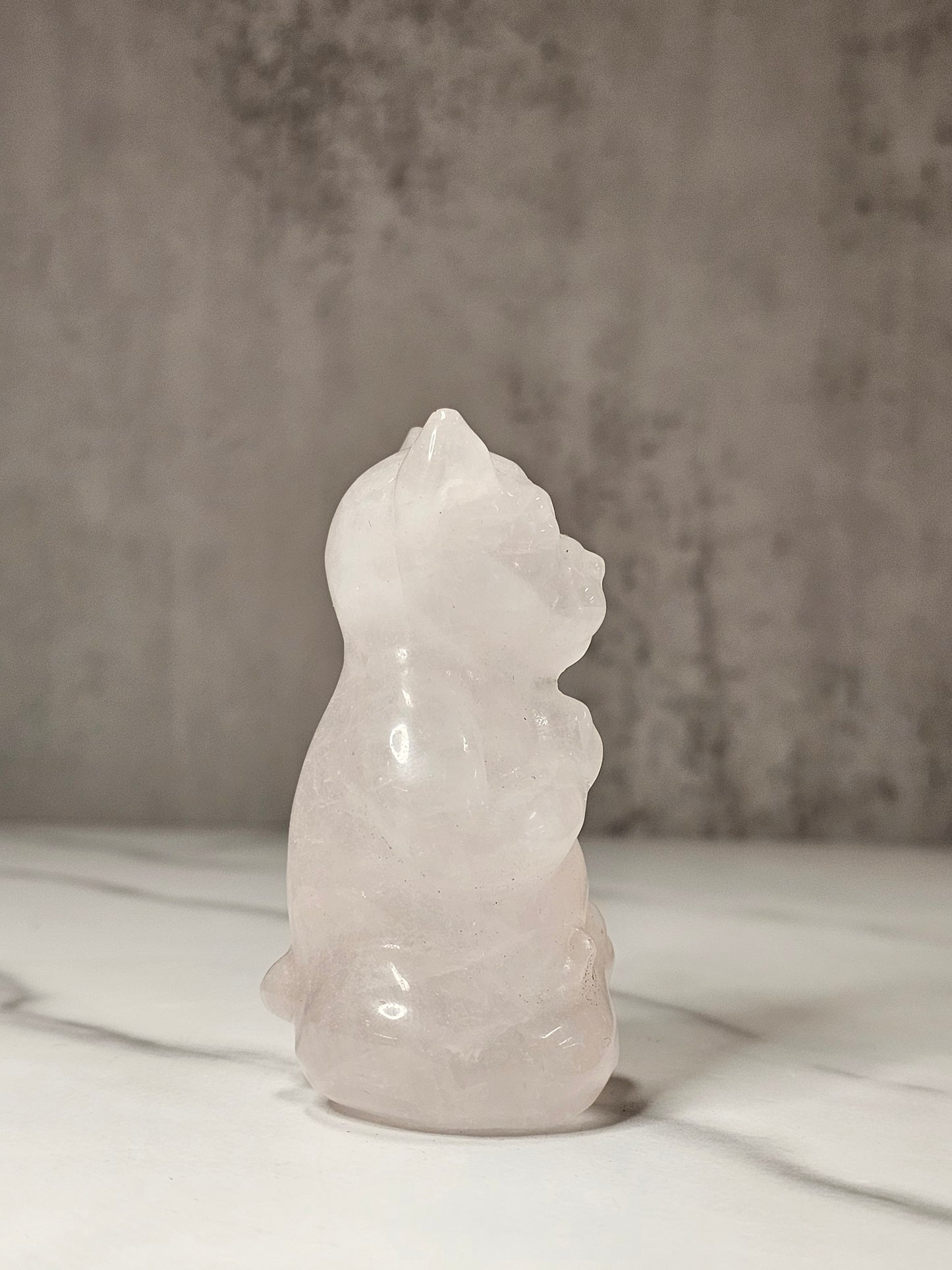 Rose Quartz Meditating Yoga Dog Carving