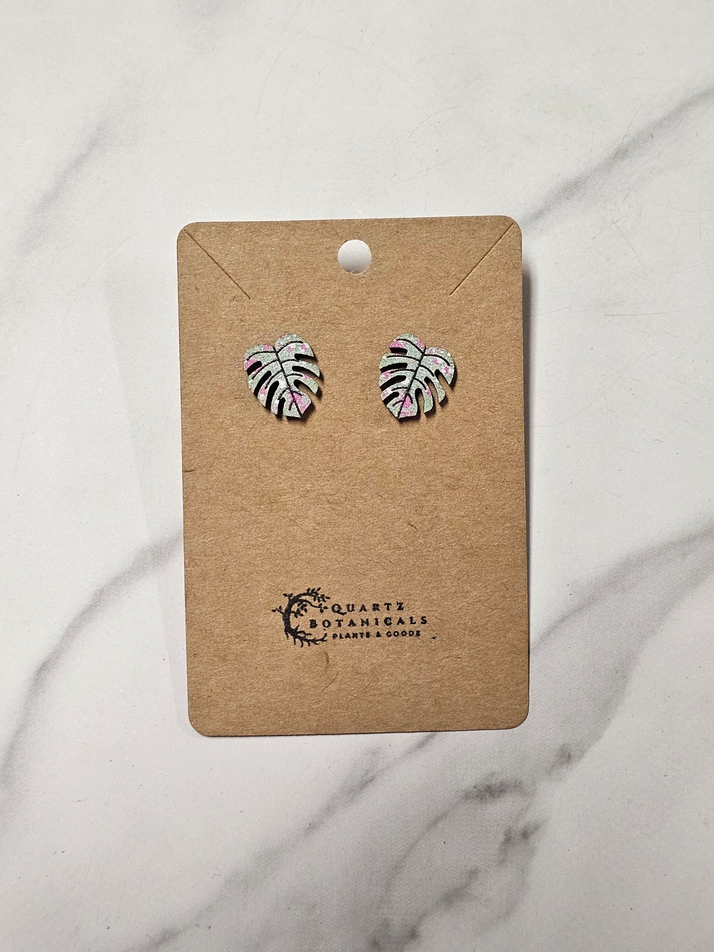 Monstera Leaf Stud Earrings