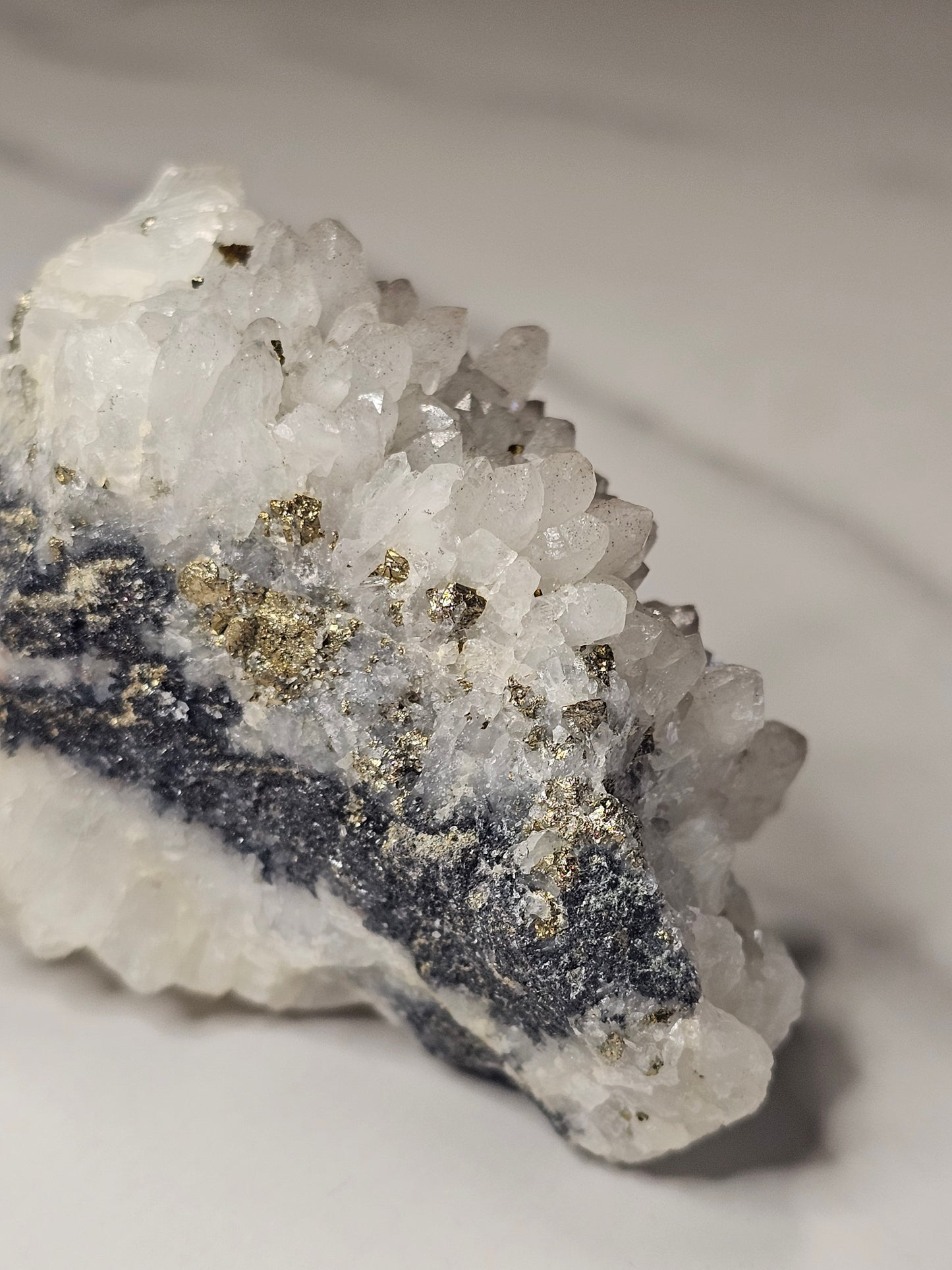 Pyrite on Quartz Specimen