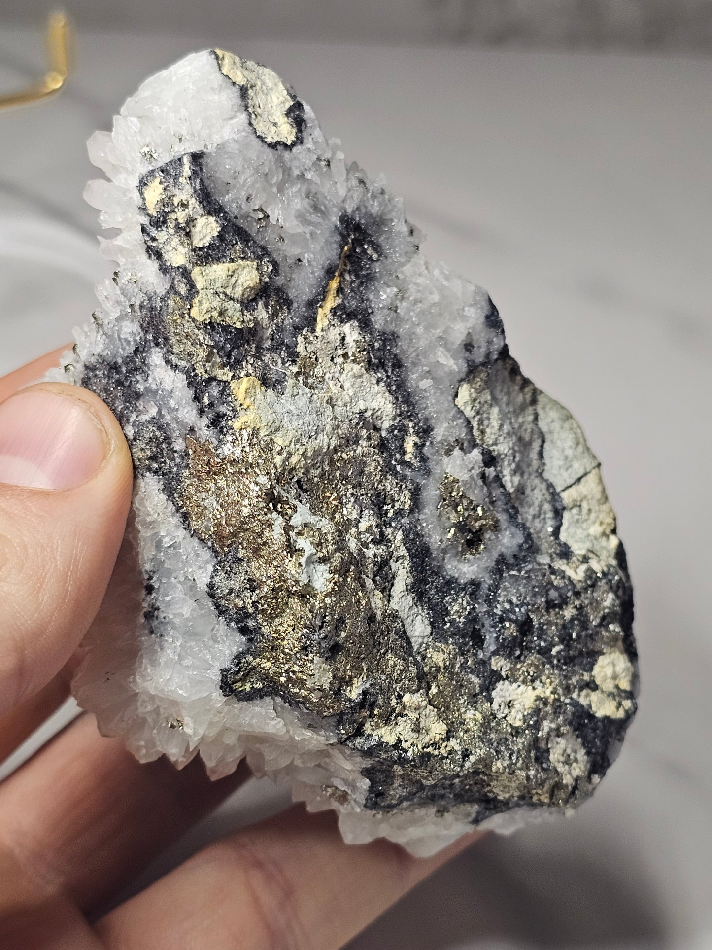 Pyrite on Quartz Specimen