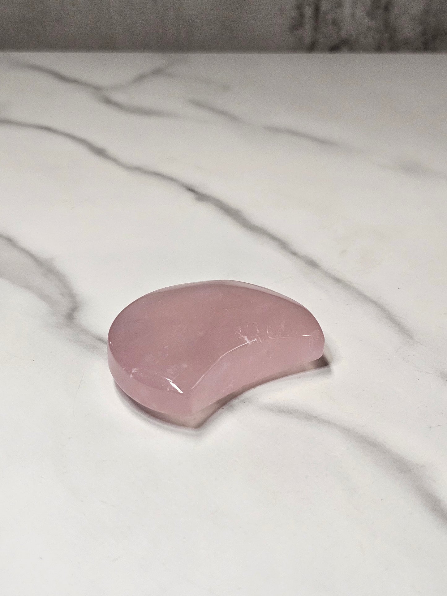 Rose Quartz Moon Carving