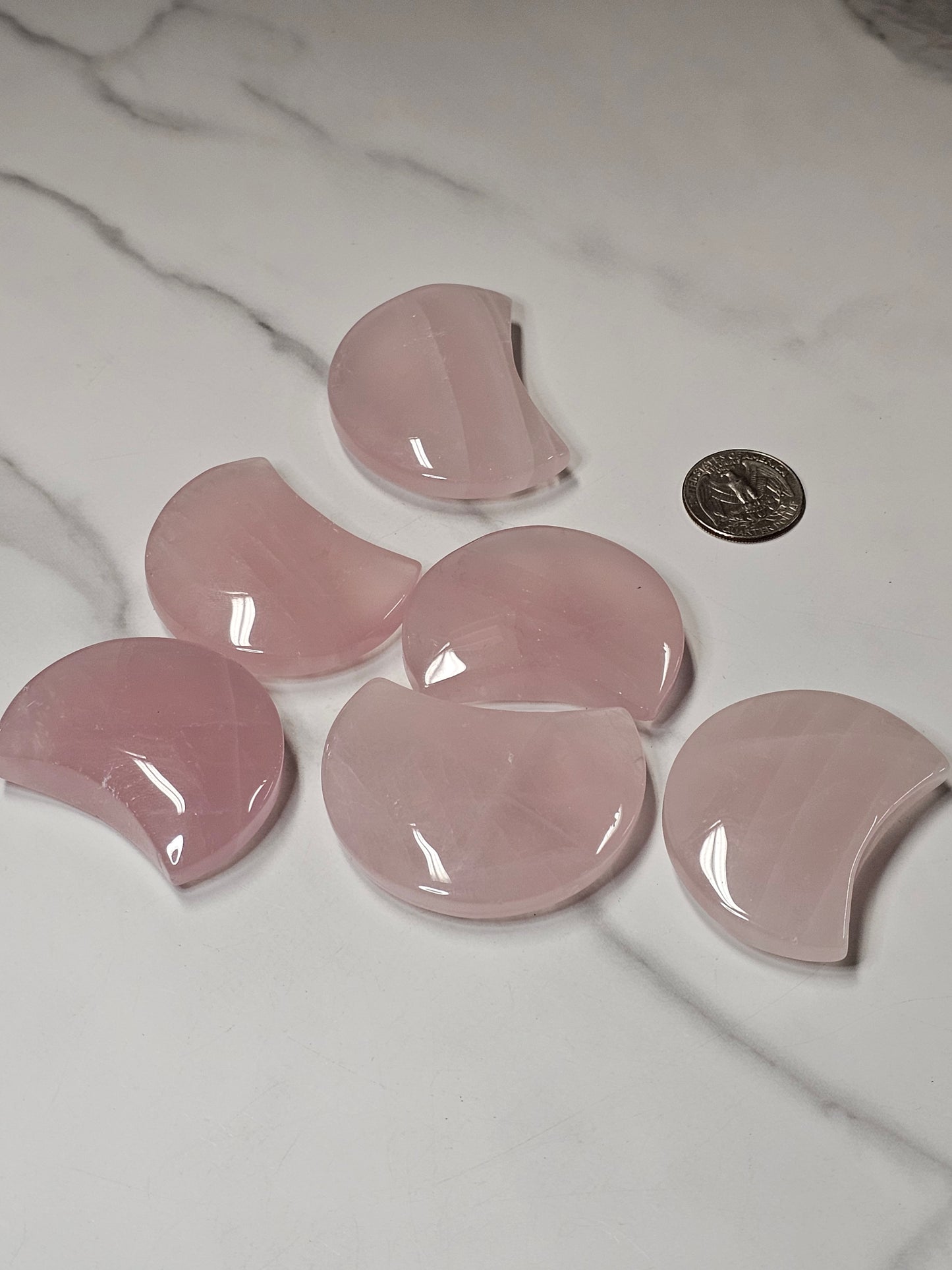 Rose Quartz Moon Carving