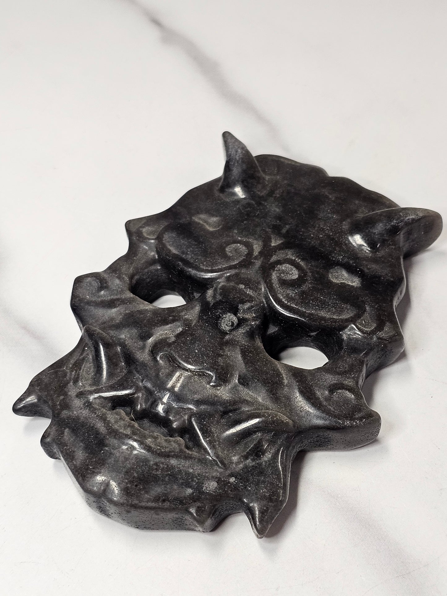 Silver Sheen Obsidian Mask Carving