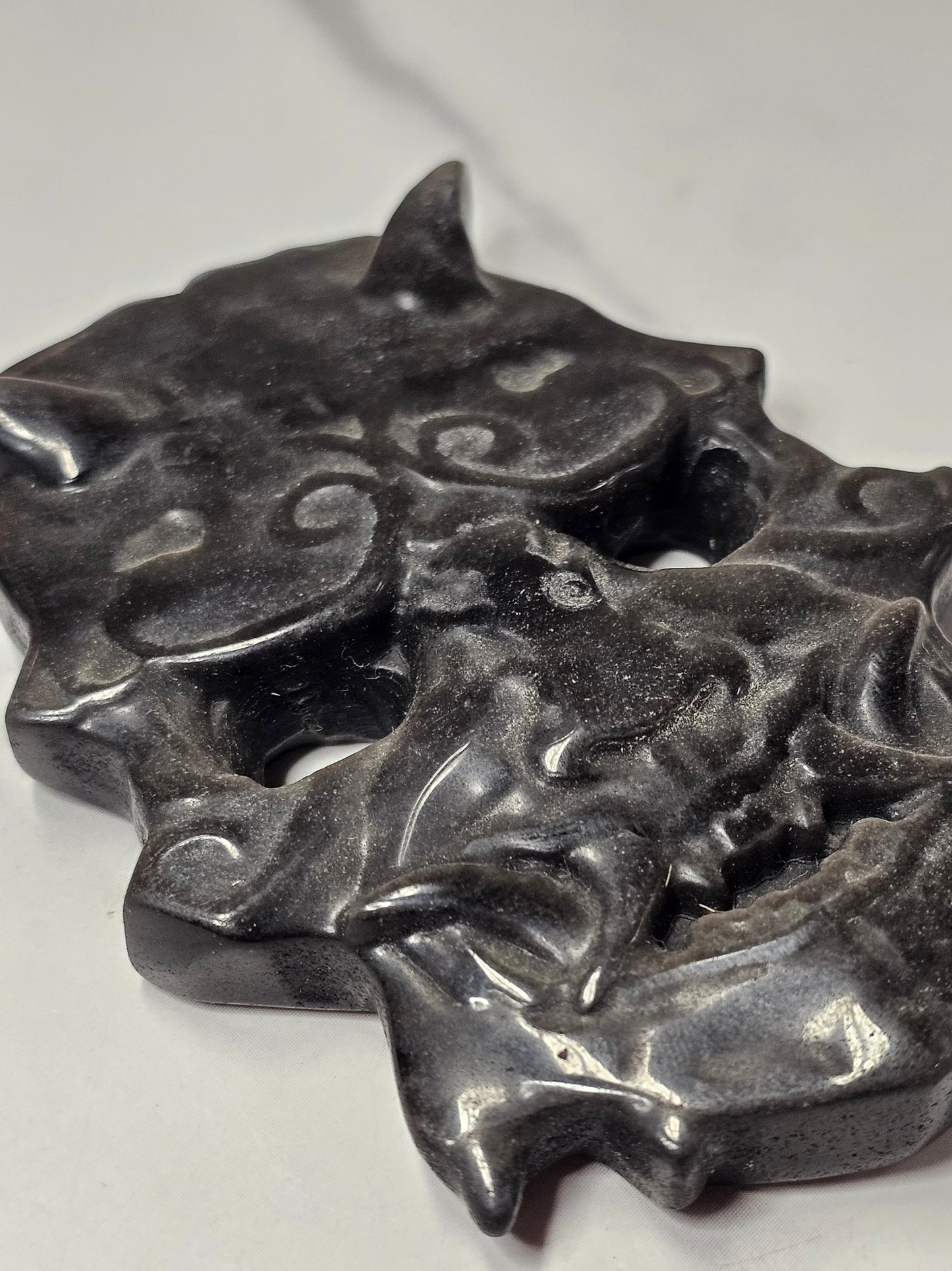 Silver Sheen Obsidian Mask Carving