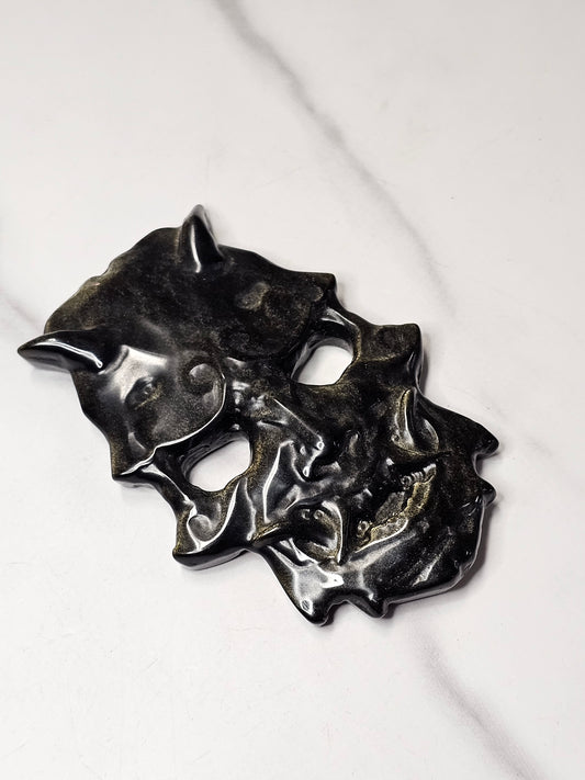 Golden Sheen Obsidian Mask Carving