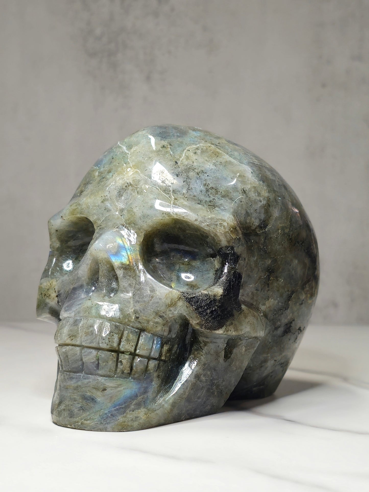 Labradorite Skull Carving