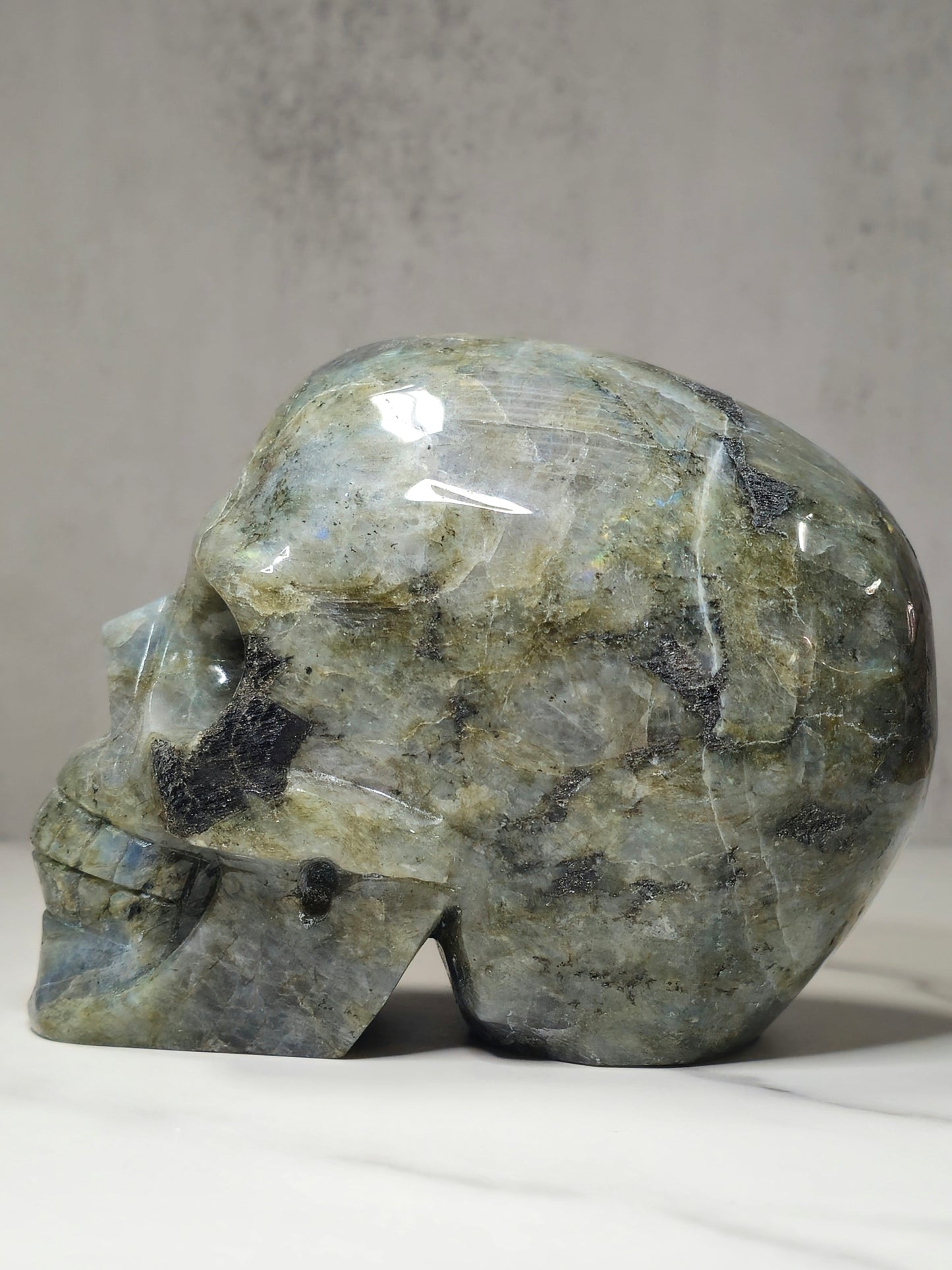 Labradorite Skull Carving