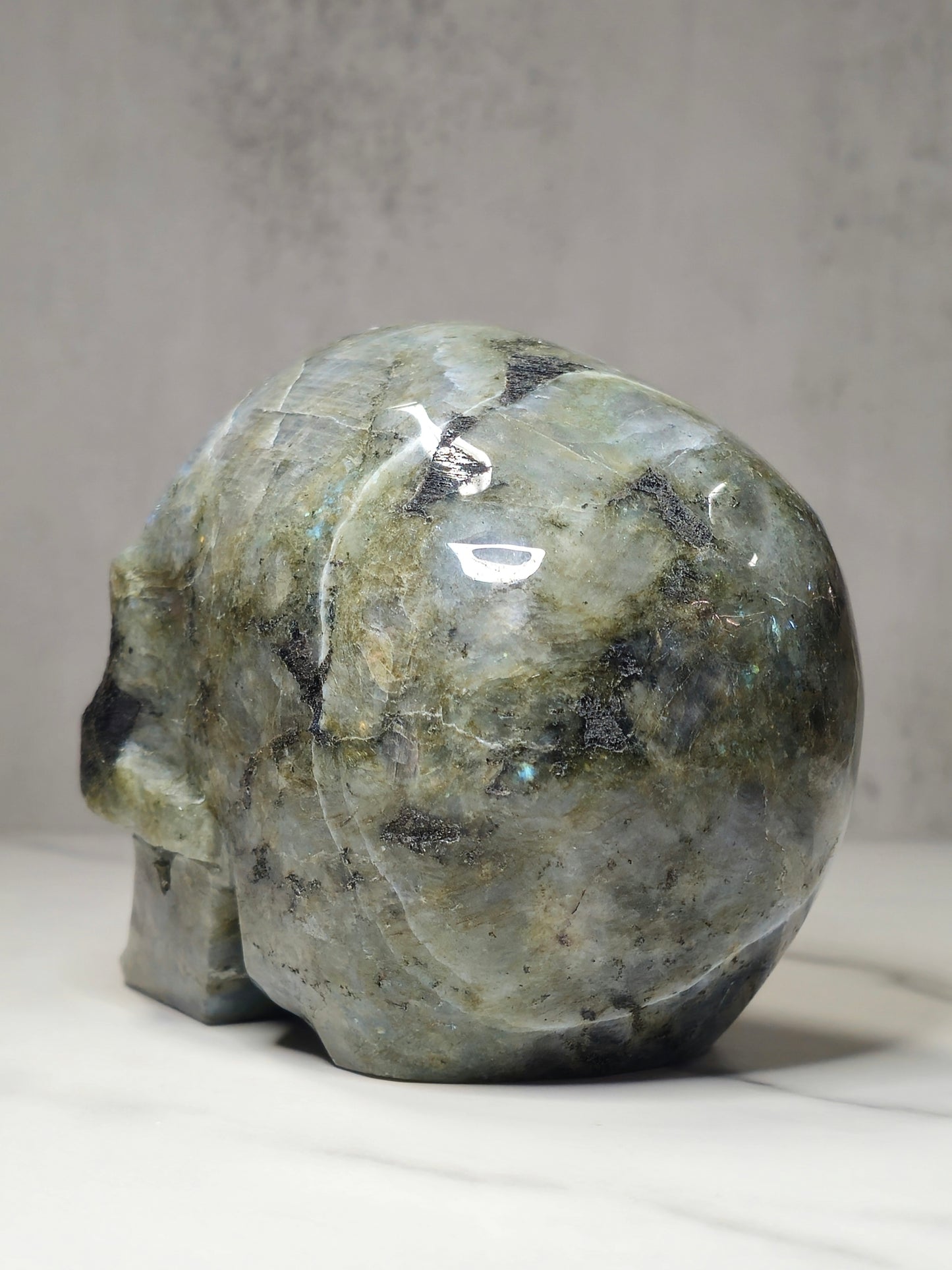 Labradorite Skull Carving