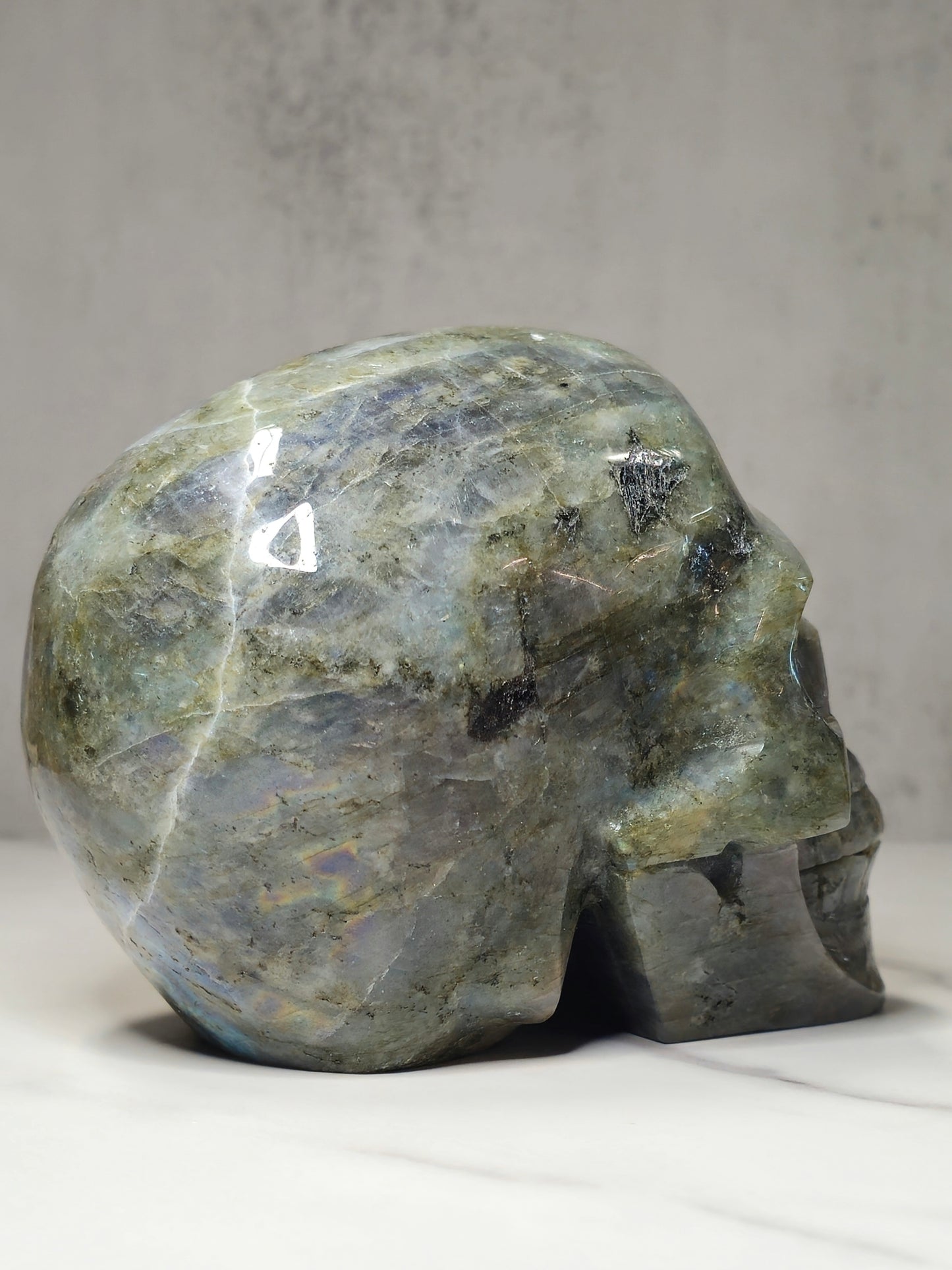 Labradorite Skull Carving