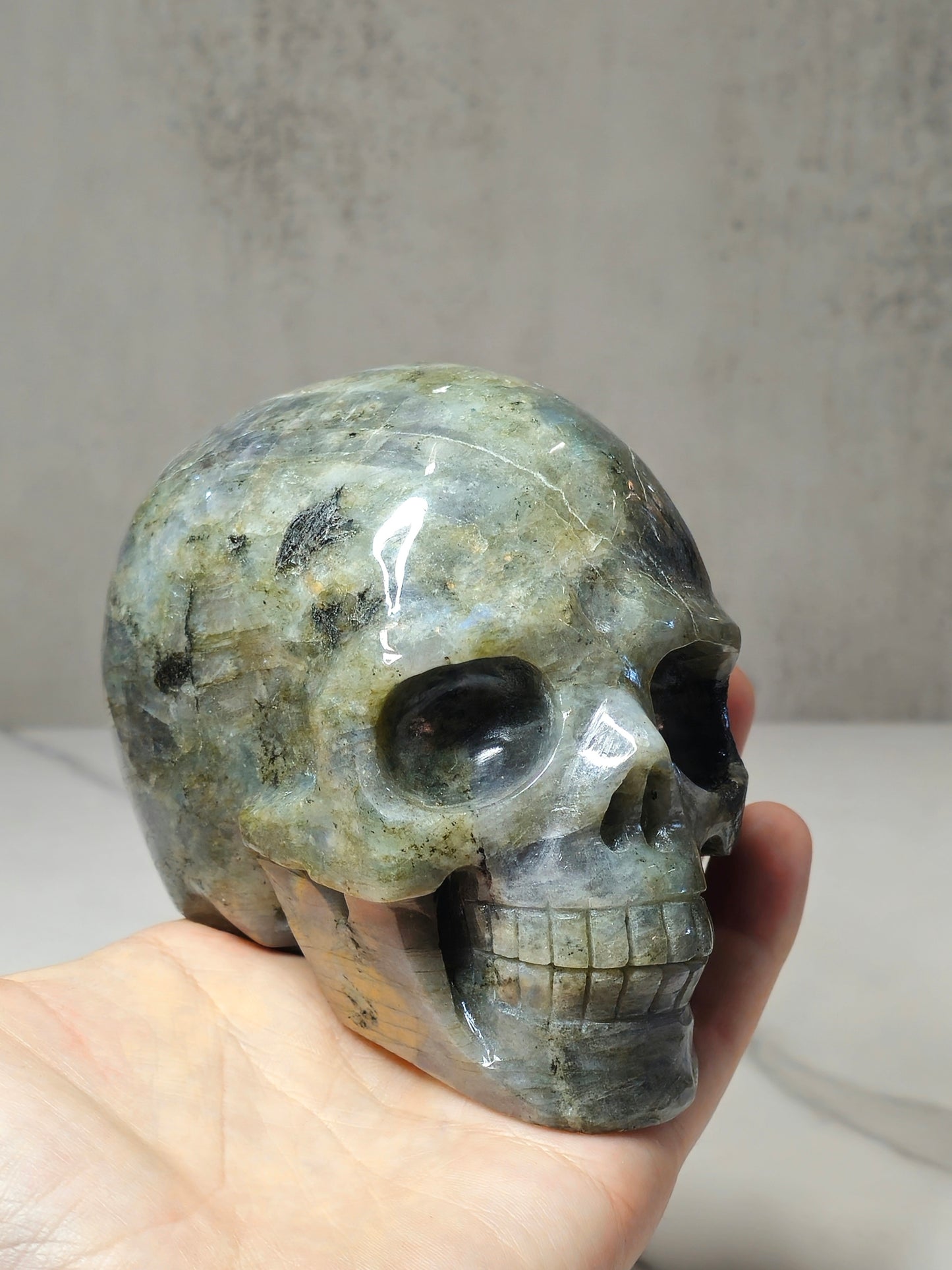 Labradorite Skull Carving