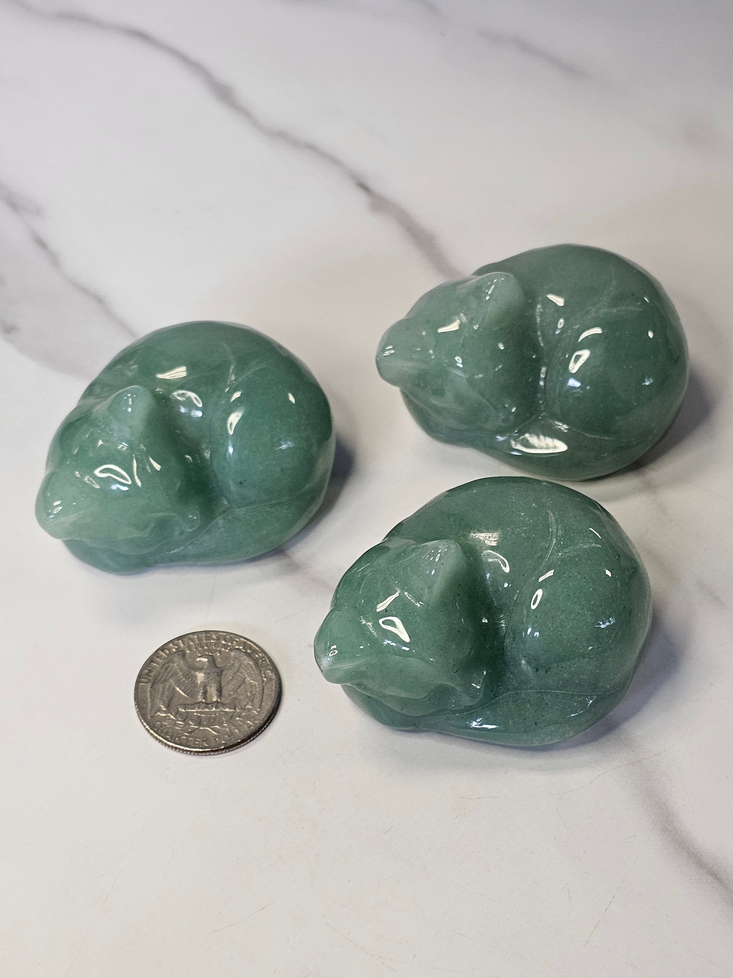 Green Aventurine Sleeping Cat Carving