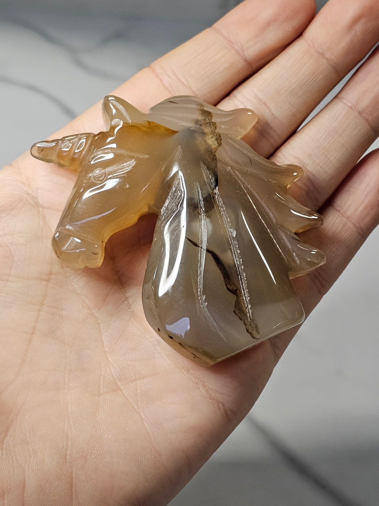 Agate Unicorn Carving