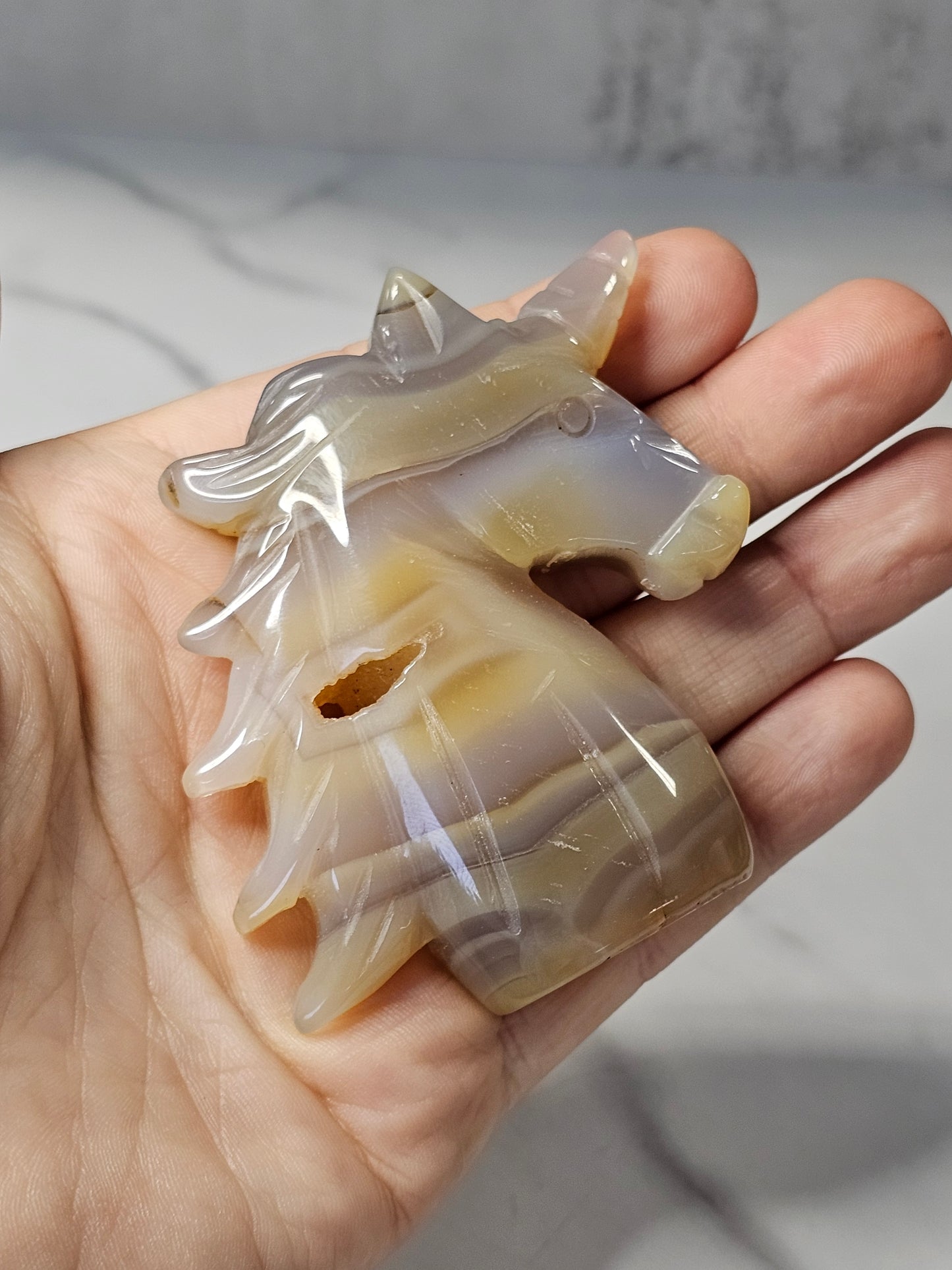 Agate Unicorn Carving