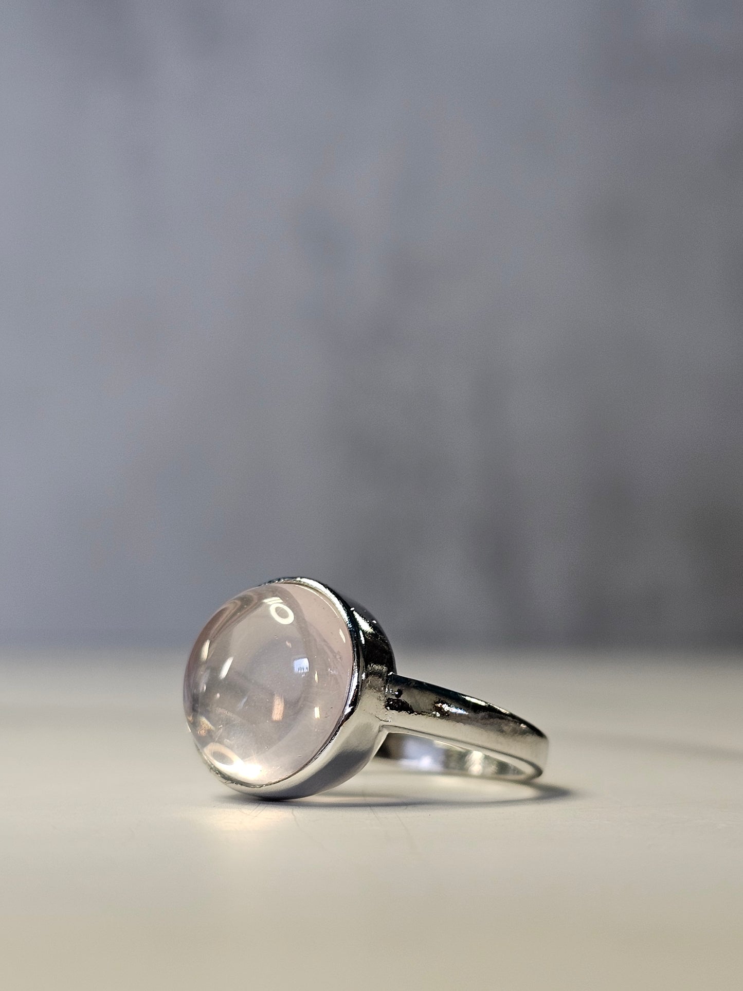 Rose Quartz White Bronze Ring