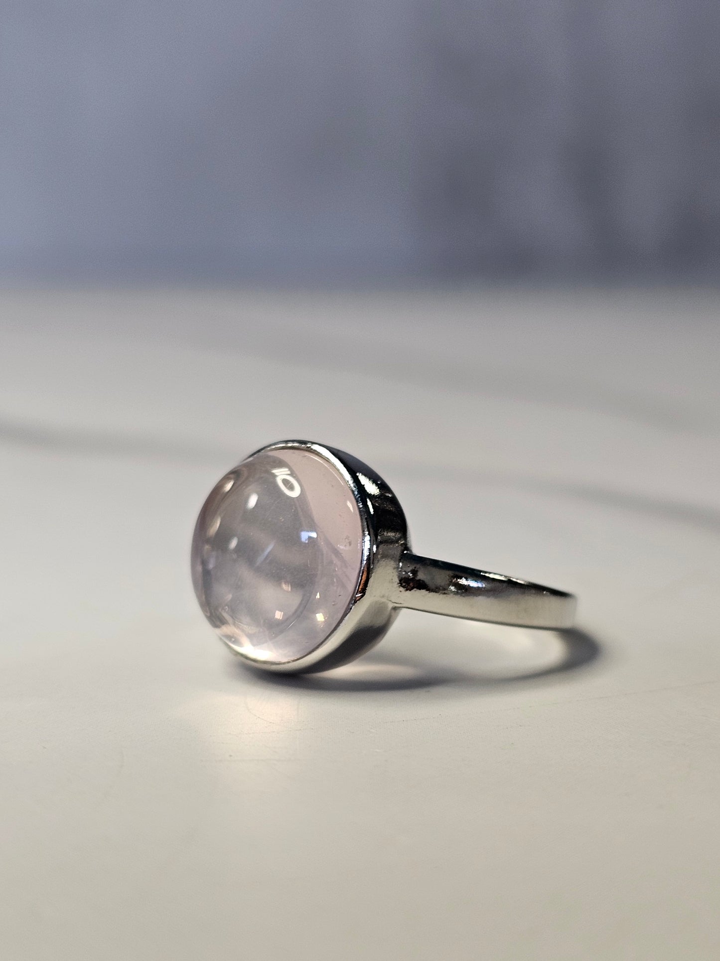 Rose Quartz White Bronze Ring