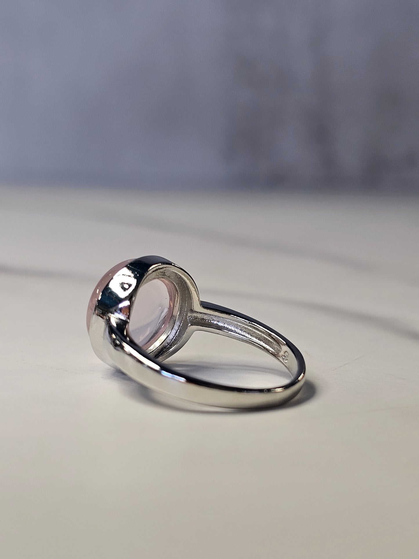 Rose Quartz White Bronze Ring