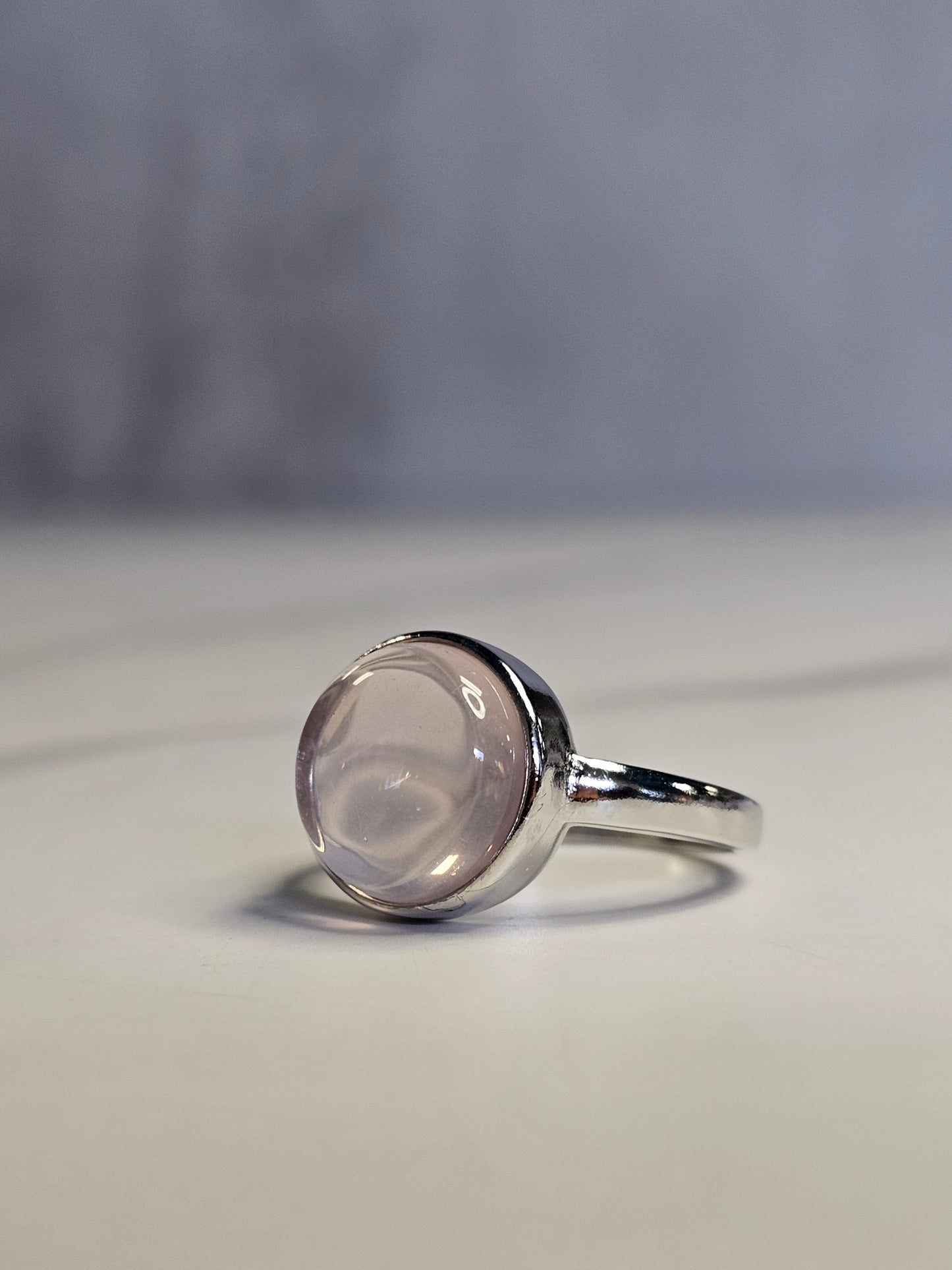 Rose Quartz White Bronze Ring