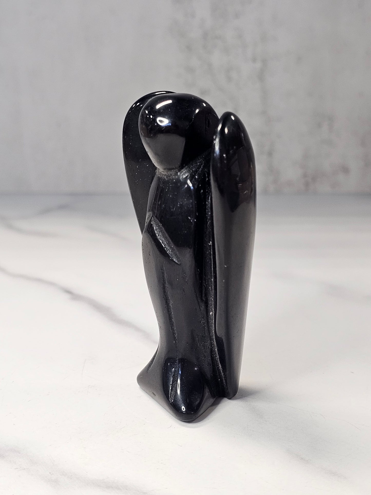 Obsidian Angel Carving