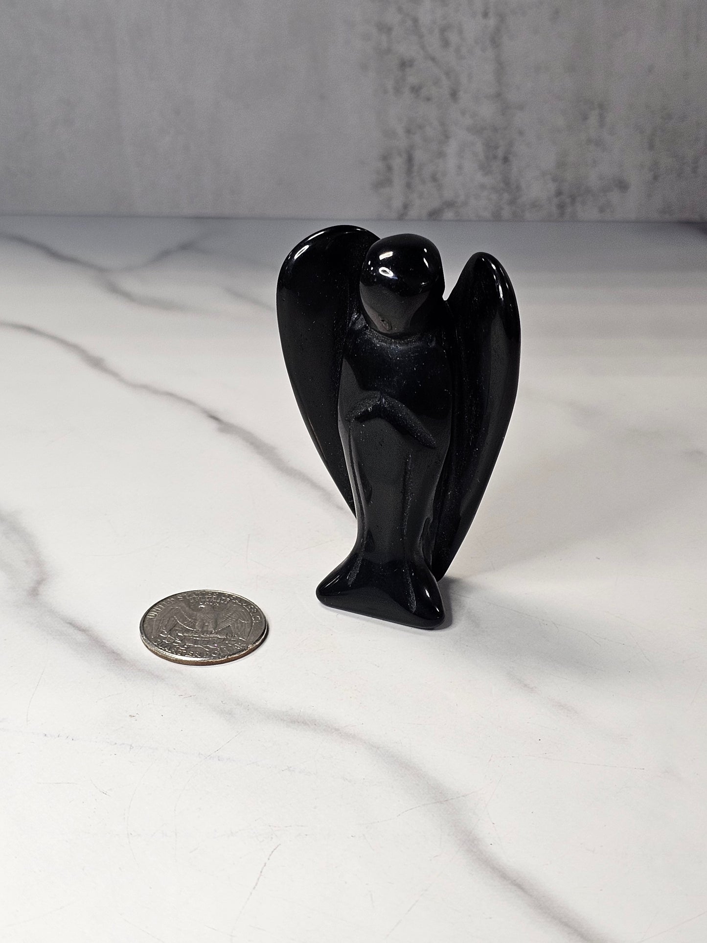 Obsidian Angel Carving