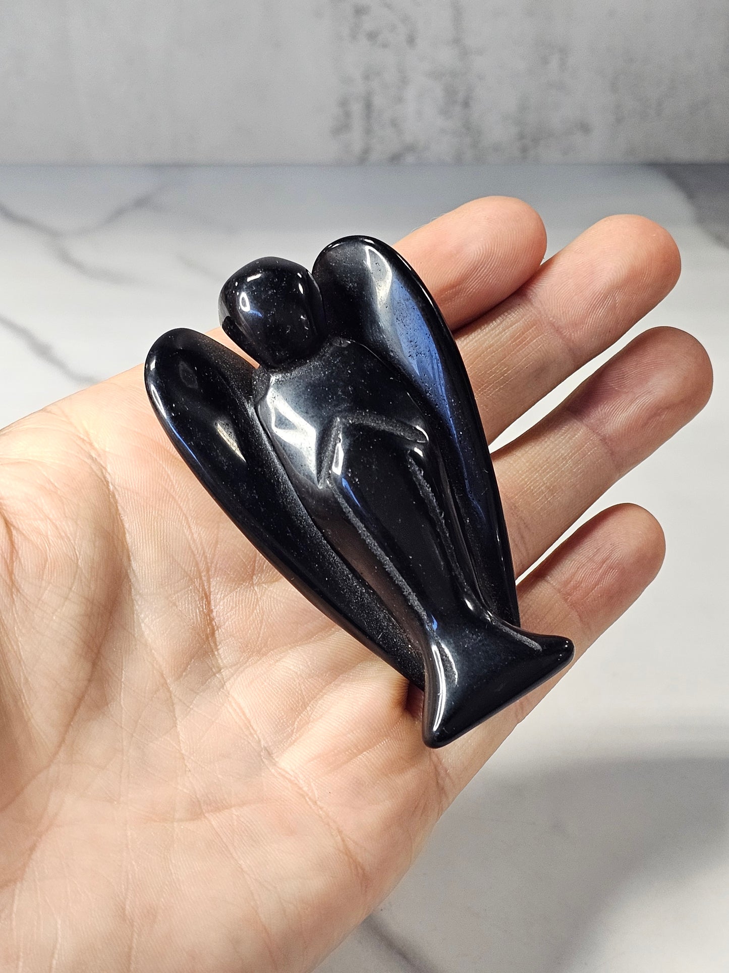 Obsidian Angel Carving