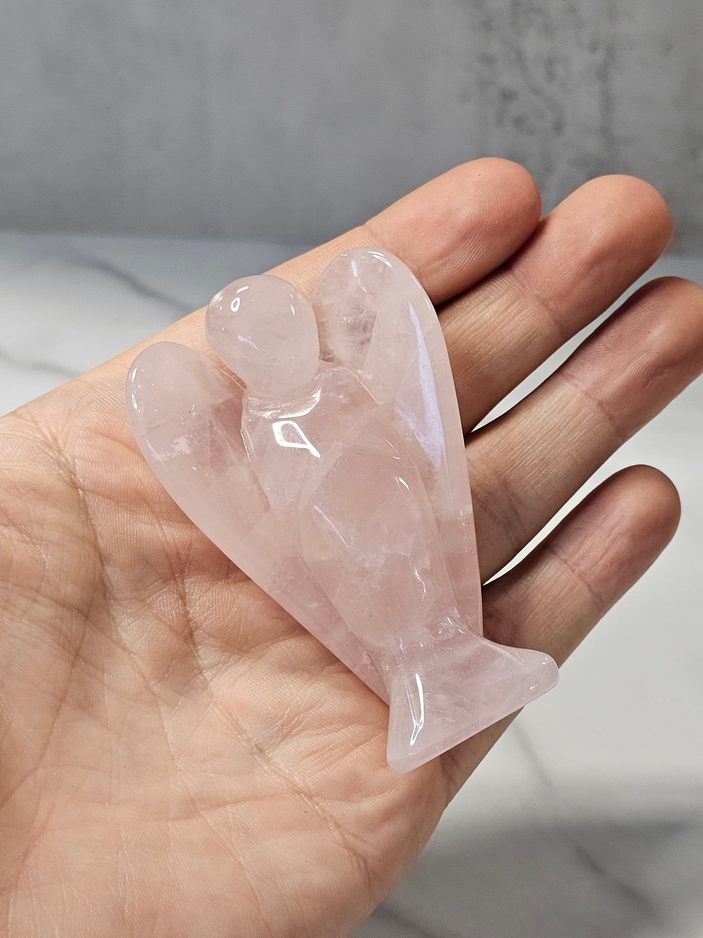 Rose Quartz Angel Carving